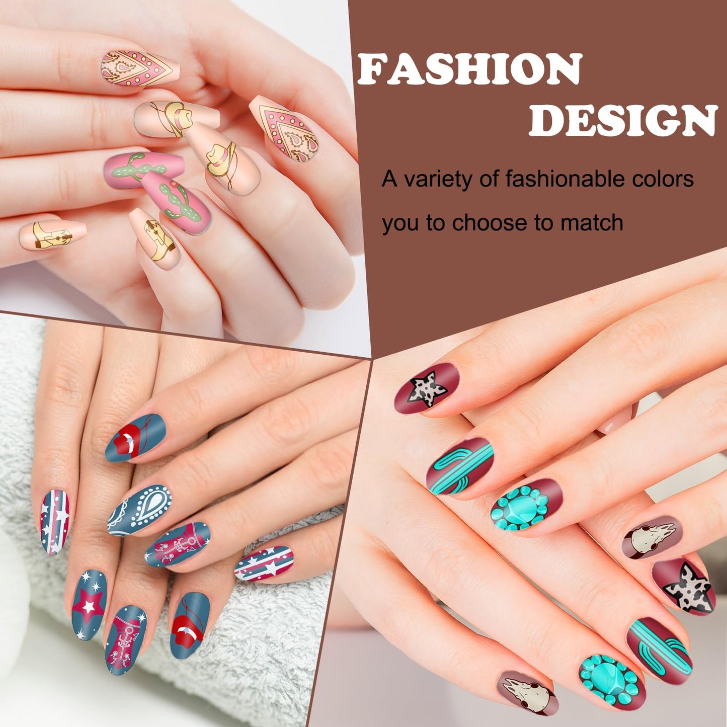 Whaline 6 Pcs Western Nail Plates Stamping Set Cowboy Cowgirl Stamp Templates Nail Art Plates for DIY Print Manicure Salon Design