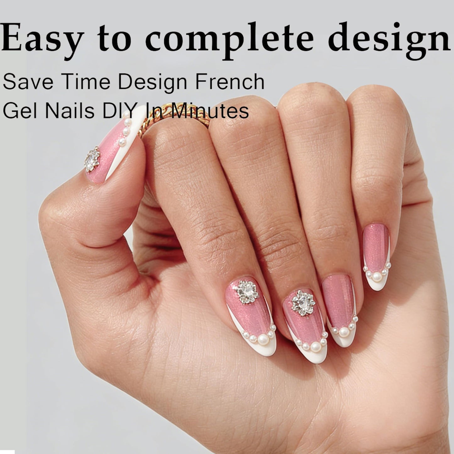 Dsixnails Short Pink Glitter Base Soft Gel Nail Tips, 150Pcs Almond French Tip Press On Nails, Pre-Lasting Acrylic Fake Nails, Soak Off Full Cover Nails Extension for Women Girl 15Sizes