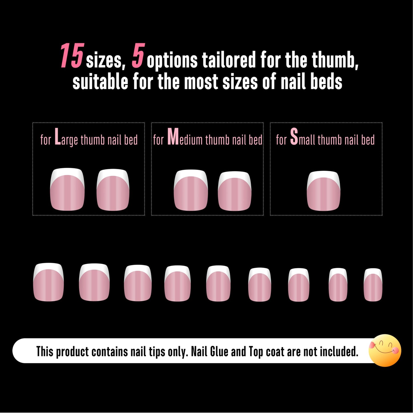 NOVO OVO Short Square Round White French Tip Nail Tips Press on BERRY PINK, Extra Thick Full Cover False Fake Nails, Need Builder Gel Top Coat & Glue, for Salon DIY Acrylic Extension x15 Sizes 240 pcs