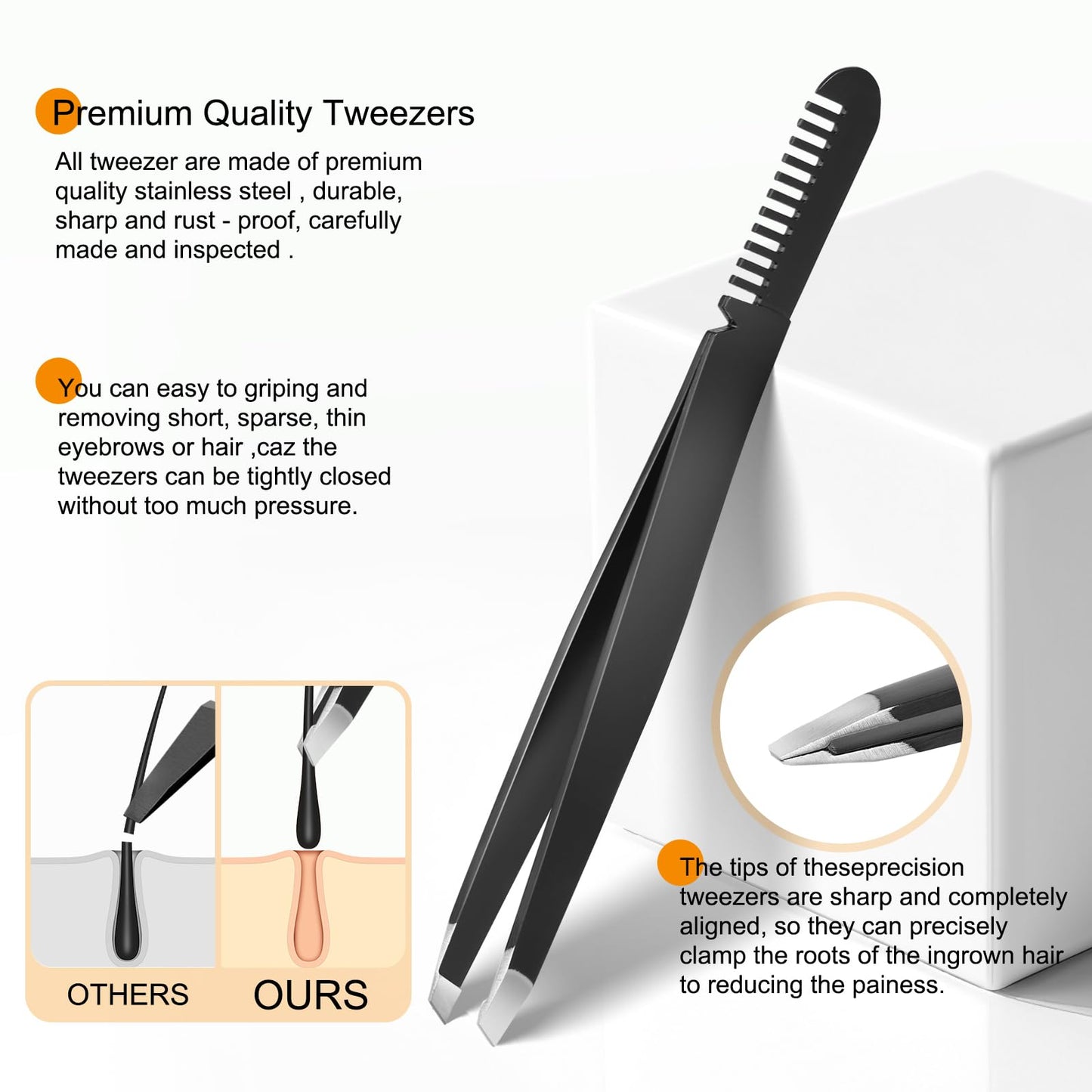 Tweezers and Nail Clippers Set,Tweezer Kit,Eyebrows Grooming Kit,Facial Hair,Ingrown Hair,Splinter Removal with Case,Travel Nail Clippers Tweezers Manicure Daily Beauty Tools for Men