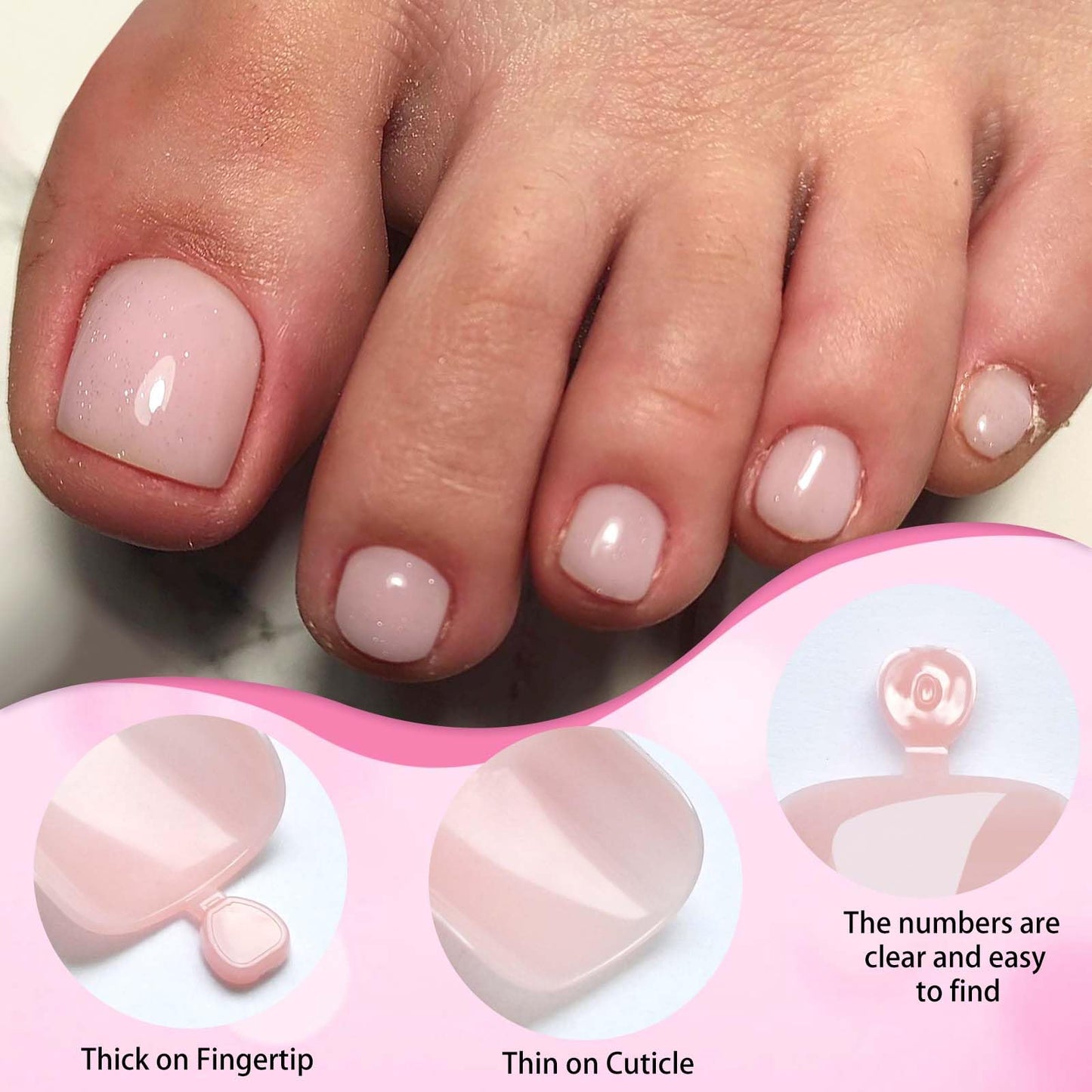 LoveOurHome 120pc Nude Press on Toenails Women Fake Toe Nails with Glue Tabs, Nude Fake Toenails Press on Toe Nails Glue on Toenail Acrylic Toes Nail Tips Artificial False Toenail for Women Girls