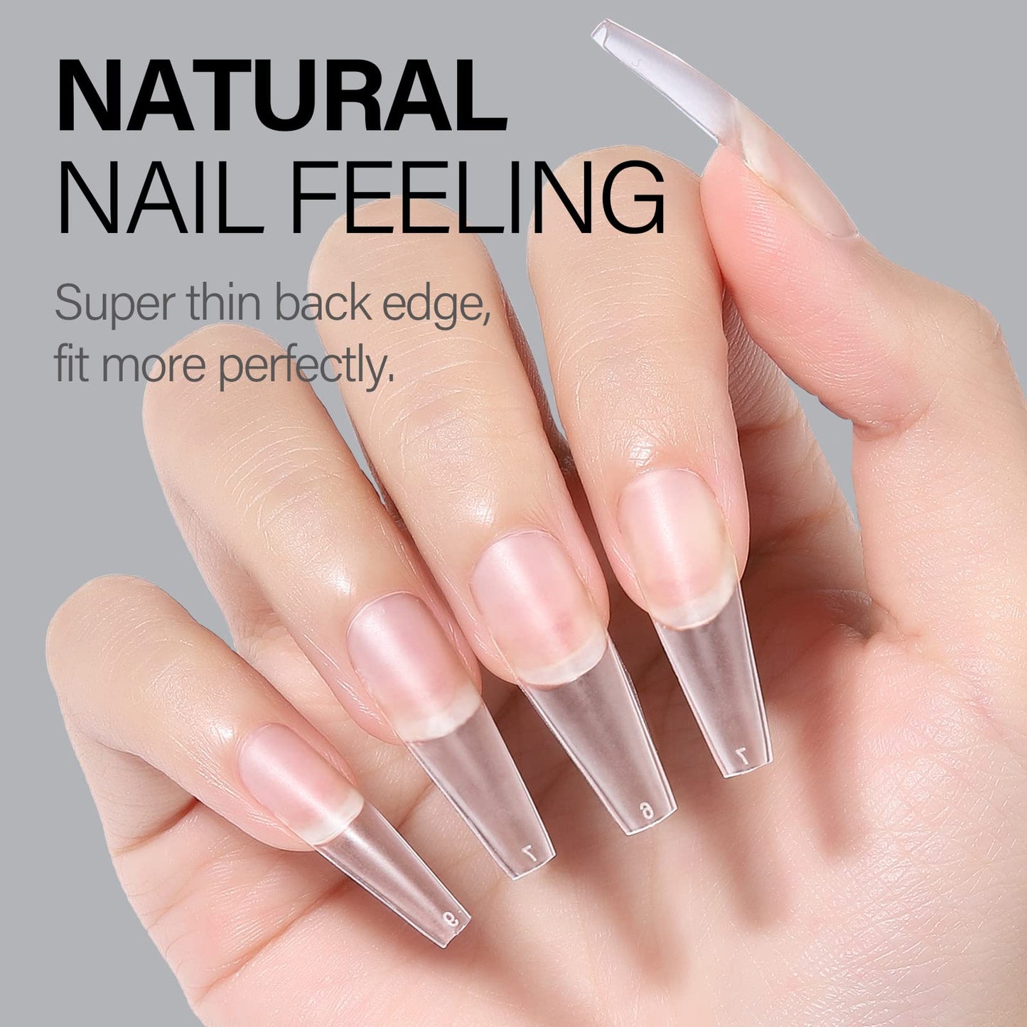 AILLSA Medium Coffin Nails Tips - Upgraded Matte Soft Full Cover Gel Nail Tips No Filed, 240Pcs Pre-shaped Gelly Tips Acrylic Clear Fake Press On Nail Tips for Soak Off Nail Extension 10 Sizes