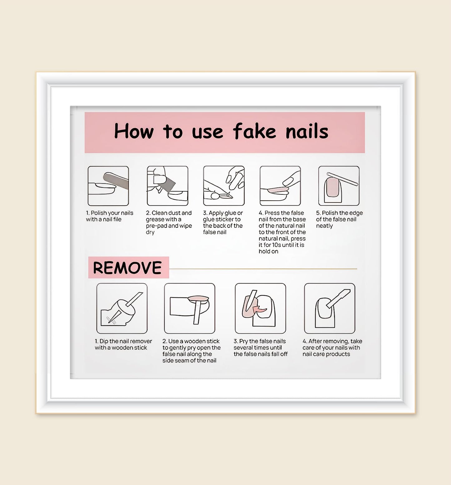 Haozerart Handmade Press on Nails Short Square Duck French Tip Fake Nails, Luxury Pink with 3D Flowers & Gold Rhinestones Glossy Cute False Nails for Women, 10 Pcs Size M