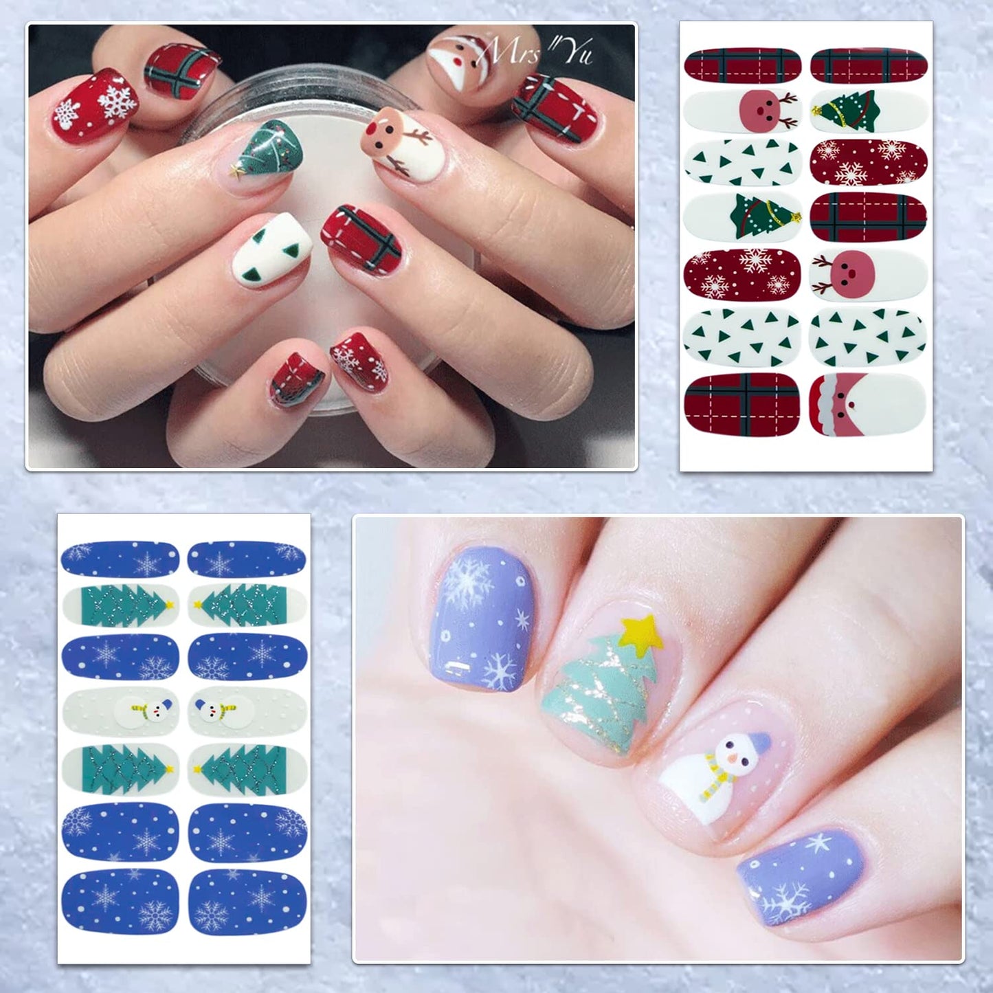 SILPECWEE 30 Sheets Christmas Nail Polish Strips Nail Stickers Full Nail Wraps Self-Adhesive Nail Polish Stickers Decals for Women Gel Nail Strips with Nail File (Chic Style)