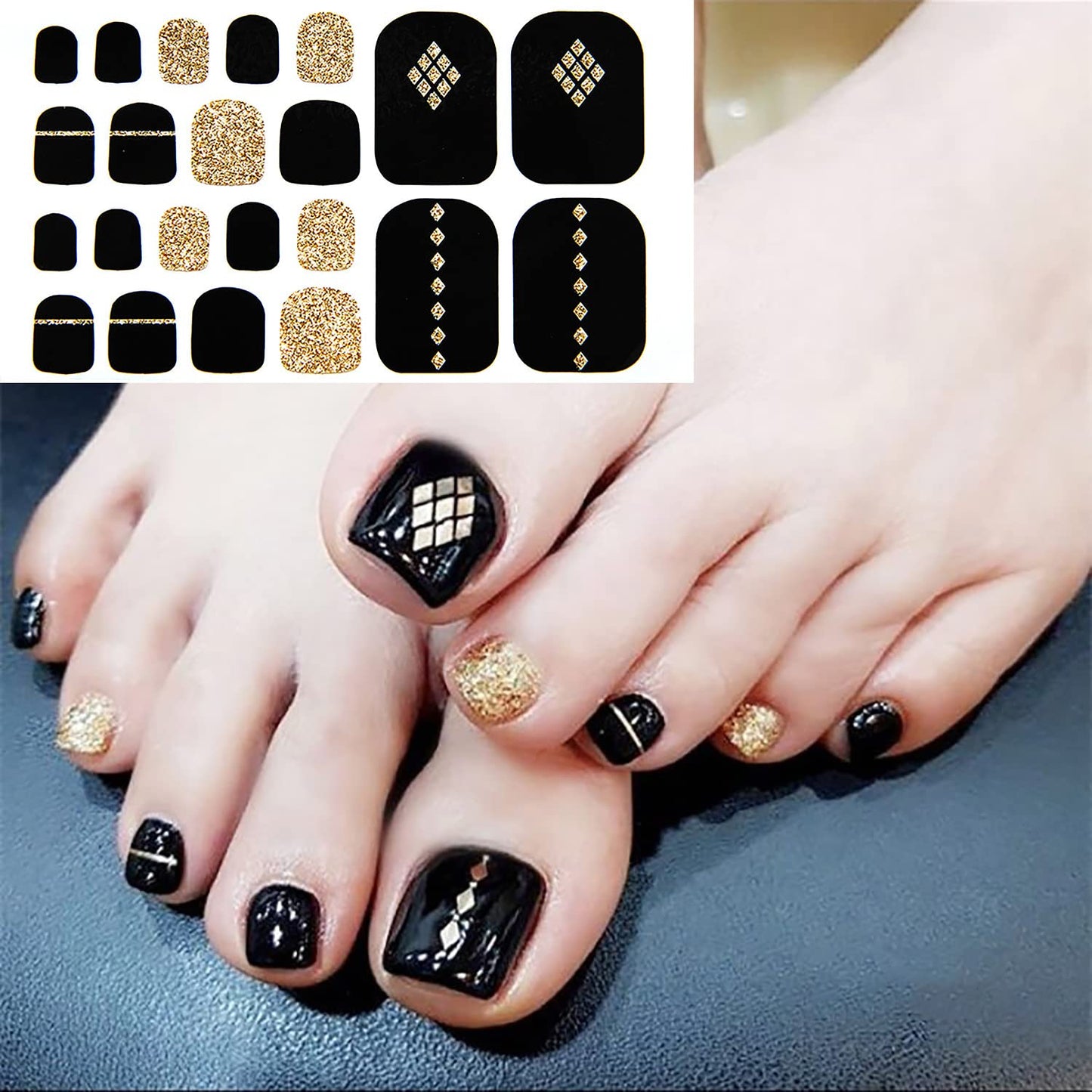 YECIRALA 20 Sheets 440 Pcs Fashion Designs Toe Nail Stickers Full Nail Wraps for Women Toenails Gel Nail Polish Stickers for Toes Nails Strips Stick On Nails Polish Strips Decals