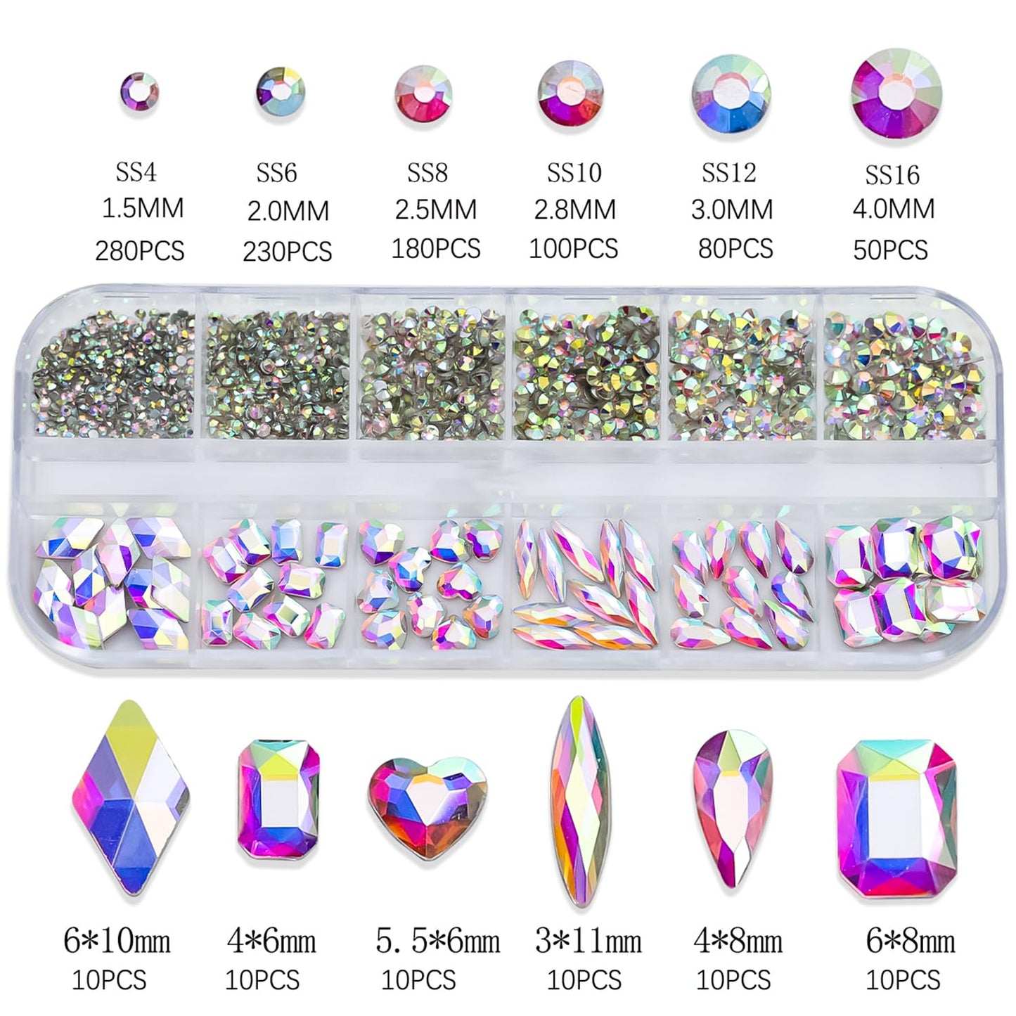 AICase Nail Rhinestones for Bedazzling,Bedazzler kit with Rhinestones Kpop Bedazzling Kit 3D Y2K Demon Hunters Charms 12 Boxes for Nails Gems Pink Gold Colorful Multi Shape Pearls Jewels for Crafts