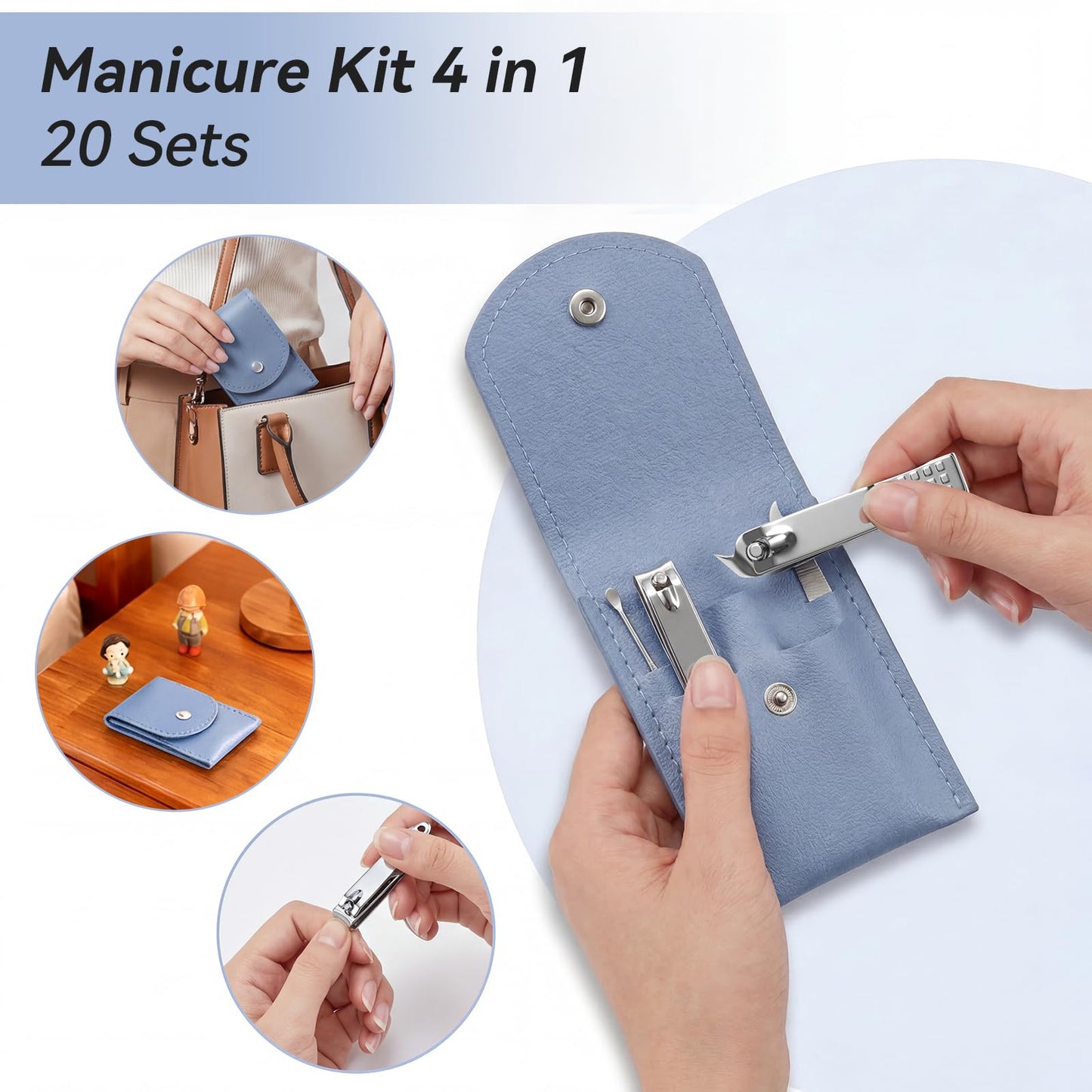 RISESAILS 20-Piece Complete Nail Care Kit, Professional Manicure Set with Stainless Steel Tools for Home Use, Travel & Gifts | Portable Nail Clipper Kit in Blue Case(Blue)