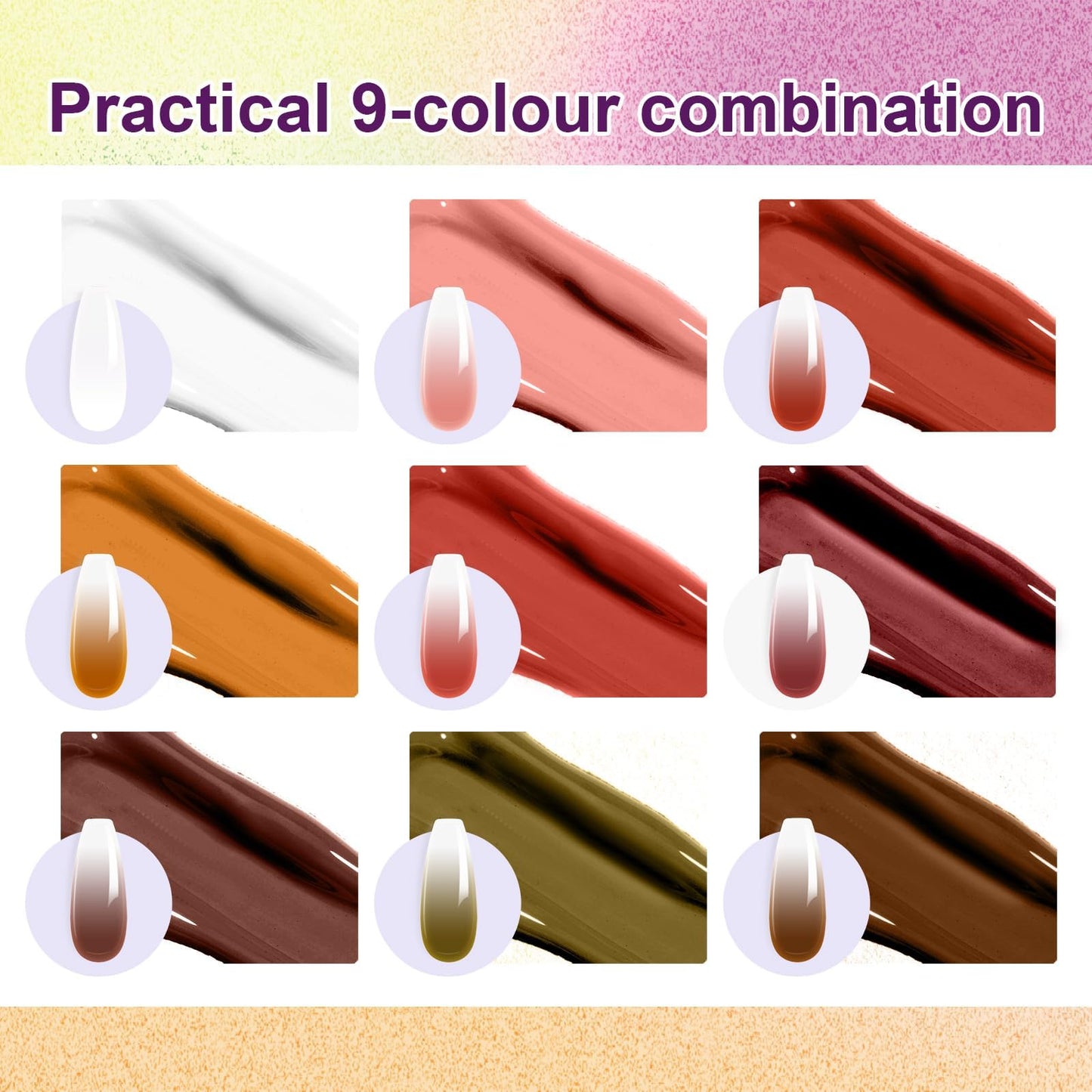U-Shinein Gradient Painting Gel, 9 Colors Ombre Gel Nail Polish with 100Pcs Nail Sponges &Tweezers Sponging for Pigment Pat Aura Nails, French Manicure DIY Nail Art Ancient City