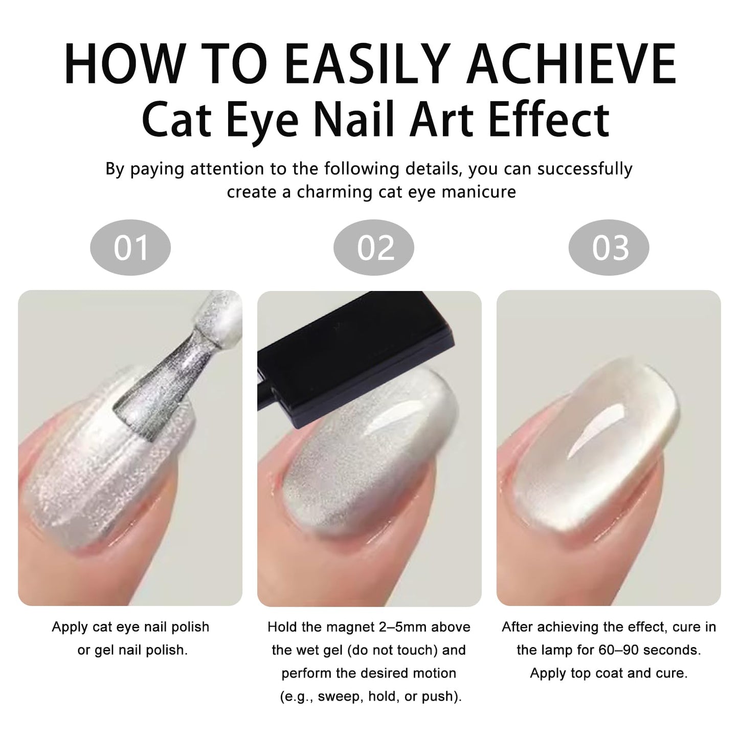 HYWWPFLAY 62Pcs Heart Cat Eye Magnet for Nails, Heart Nail Magnet Tools Set, Cat Eye Magnetic Gel Nail Polish Magnets Sticks, Magnetic Bead for Acrylic Nails DIY Manicure Accessories
