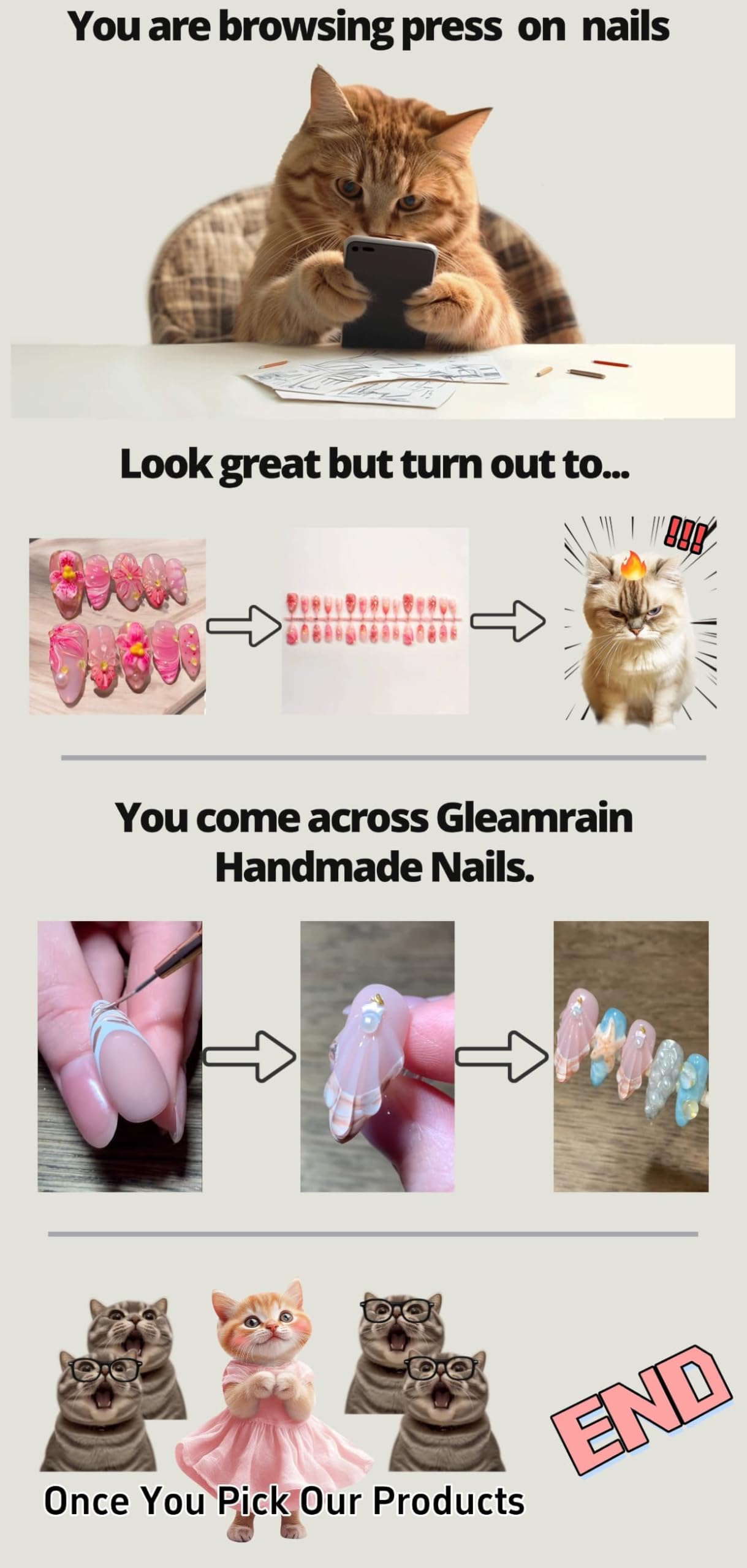 Gleamrain 10pcs Handmade Long Press-on Nails Coffin Shape (M Size) with 3D Flower Designs Nude French Nails Press Ons for Women Suitable for Vacation, Beach Proms, Parties or Daily Wear, D107