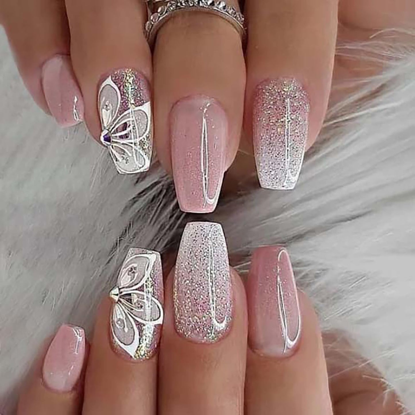 Jsiallye 216Pcs Pink Gradient Press On nails Short Square,9 Packs French Tip Press On Nails Almond,Fit Perfectly & Natural Reusable Stick on Nails in 24 Sizes