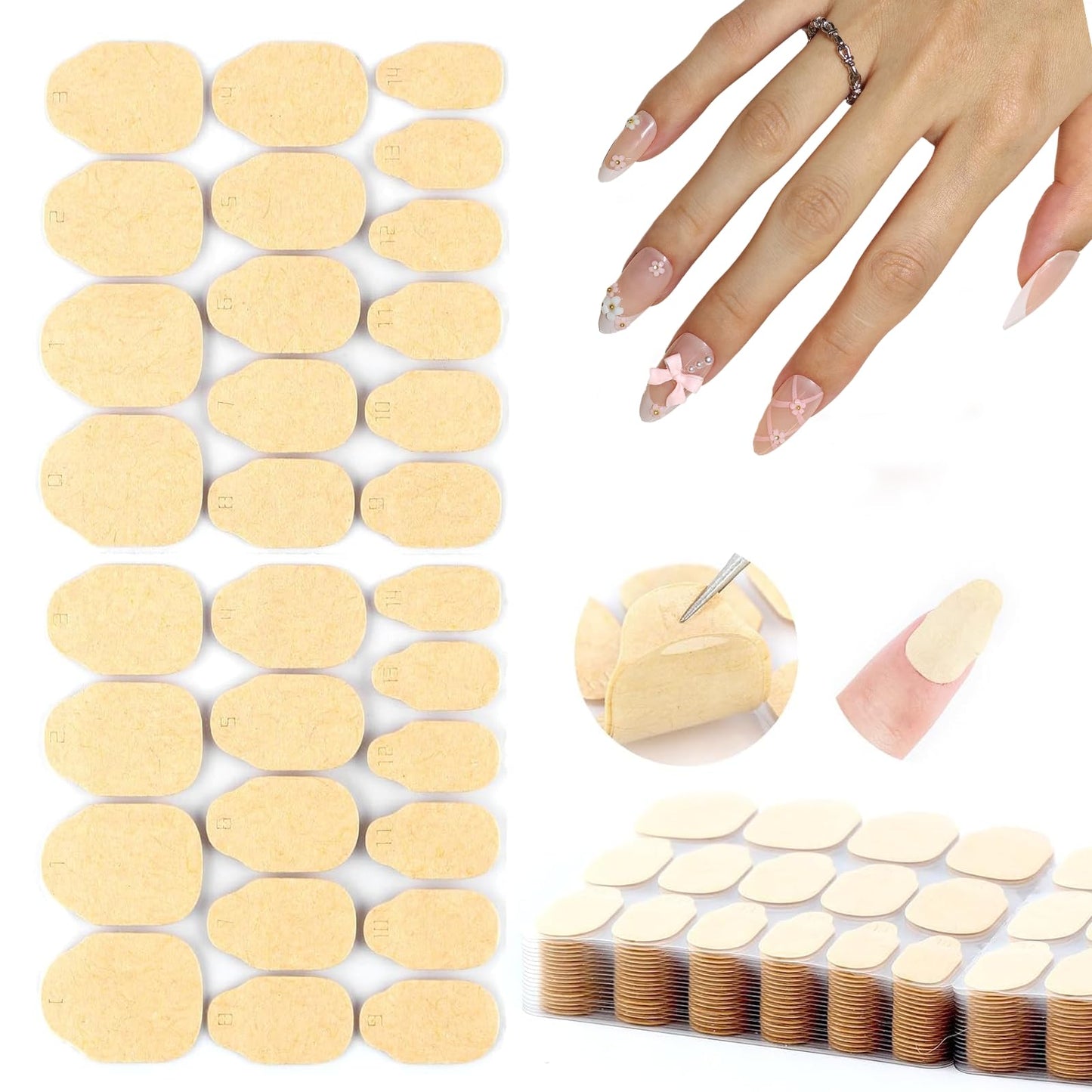 SnypeeLab 600pcs Zero Damage Press on Nail Adhesive Tabs, 15 Sizes of No Harm Nail Sticky Tabs for Press on, 0.3mm Ultra-Thin Waterproof for Shower, Non Toxic Nail Glue, 20 Sheets(Clear 1)