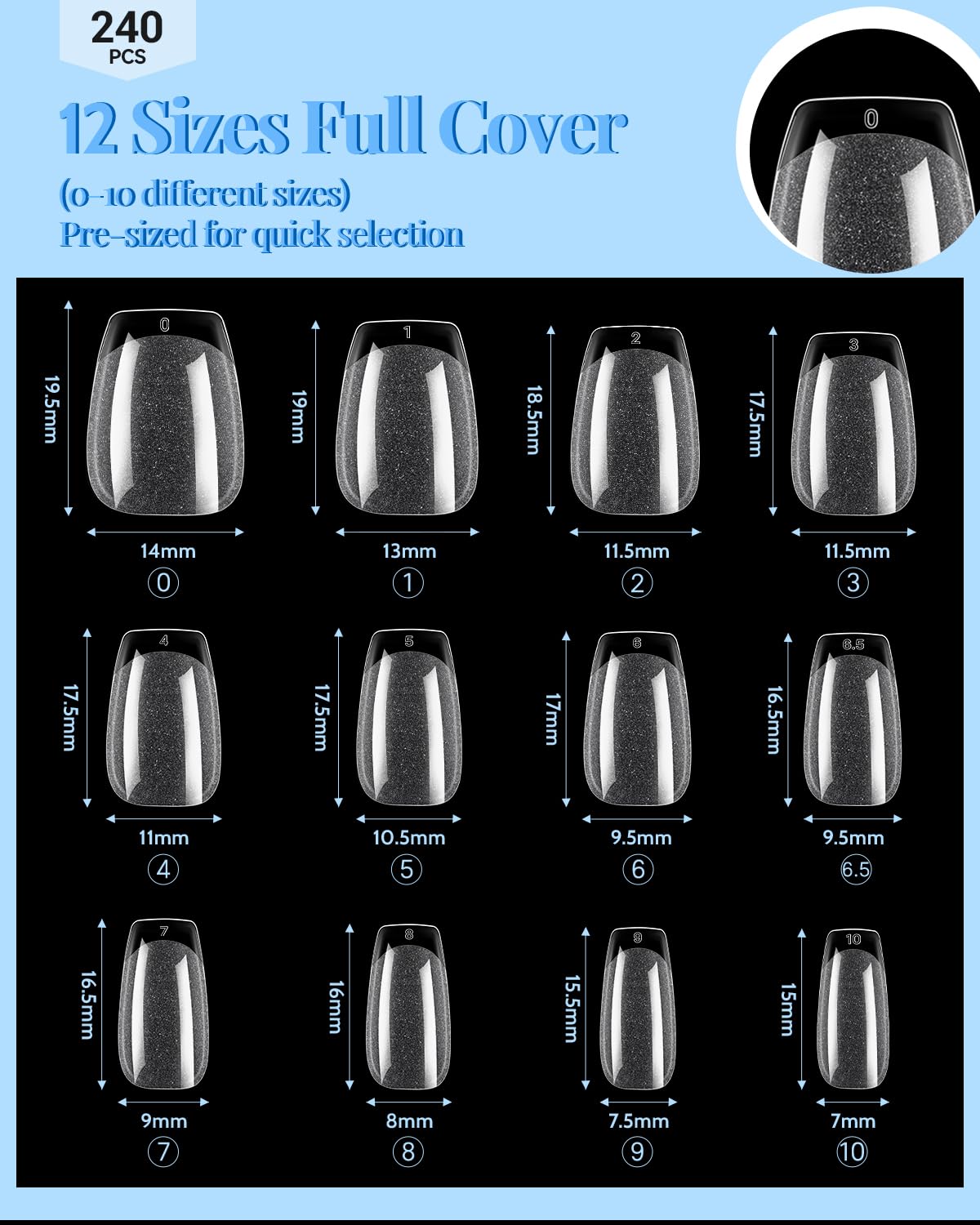 MORGLES Short Coffin Nail Tips, 240Pcs Pre-Shaped Soft Gel Acrylic Nails, Half Matte Ballerina Full Cover Tips for Salon & DIY Press on Manicure & Nail Extension