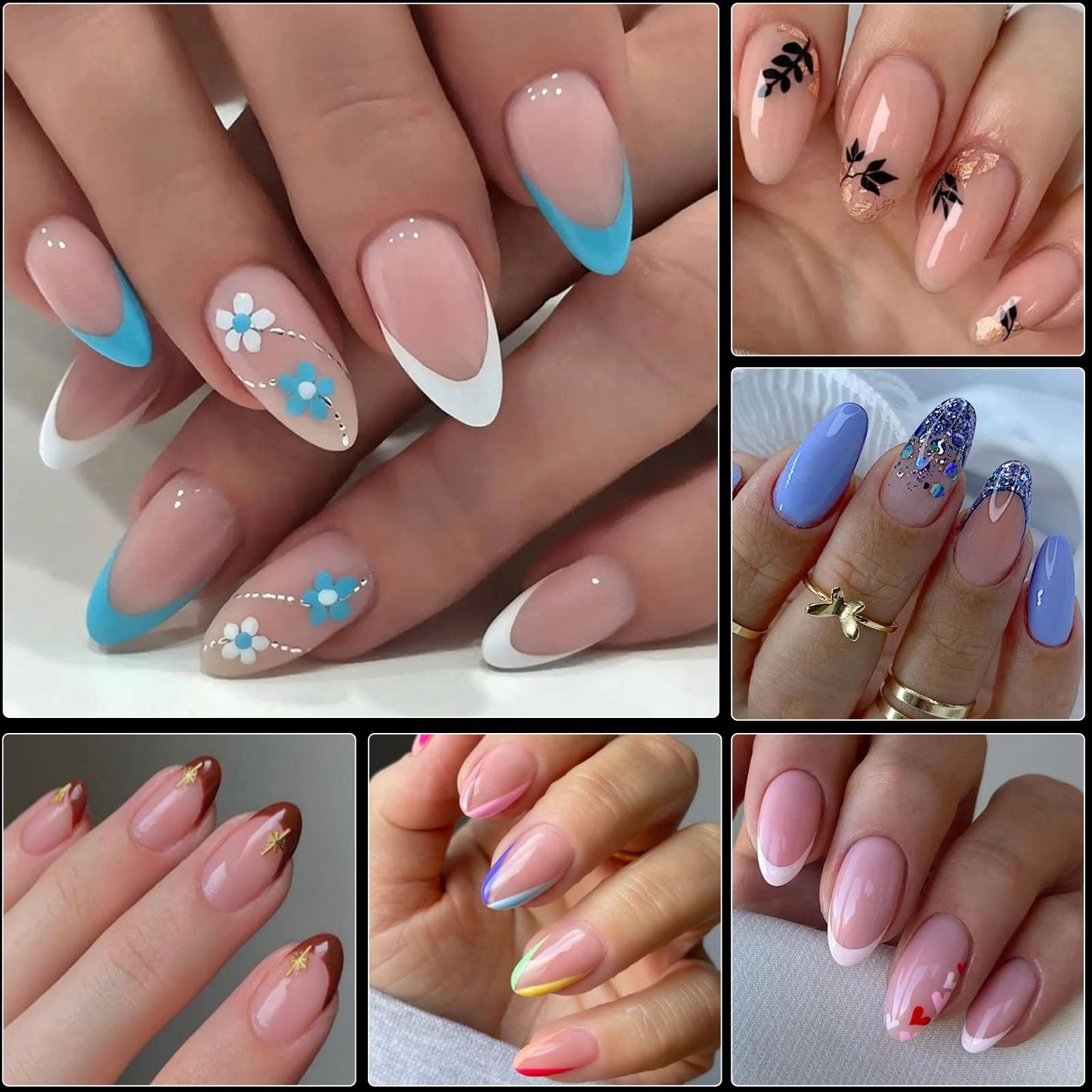 LoveOurHome 600pc Short Almond Gel Nail Tips Full Cover Clear Fake Nails XS Stiletto Artificial False Fingernails for Women Gel Acrylic Nails Extension Press on Nails Making