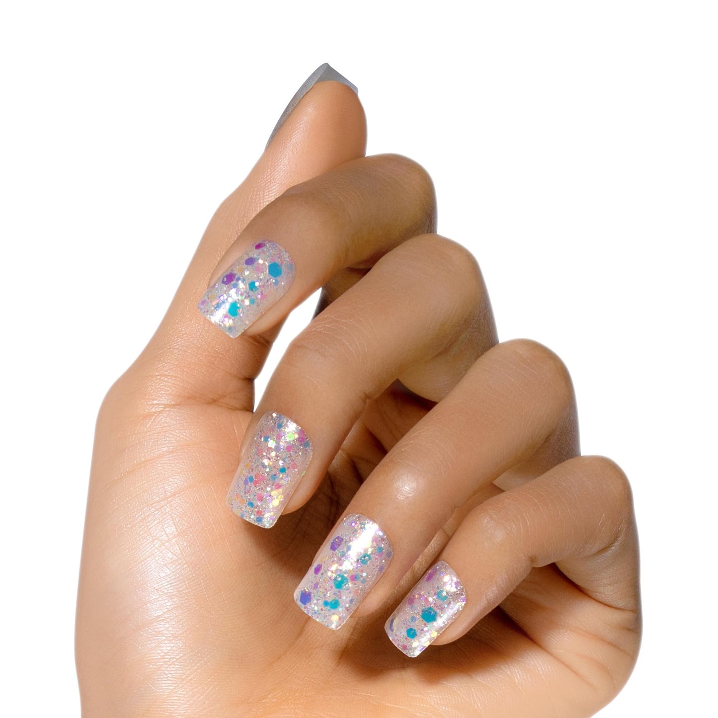 KISS Gel Fantasy Allure Press On Nails, Ready to Wear, 3D Design, Waterproof, Pink Gel Nail Glue 0.07 Oz. (2g), Manicure Stick & Mini File, 28 Count