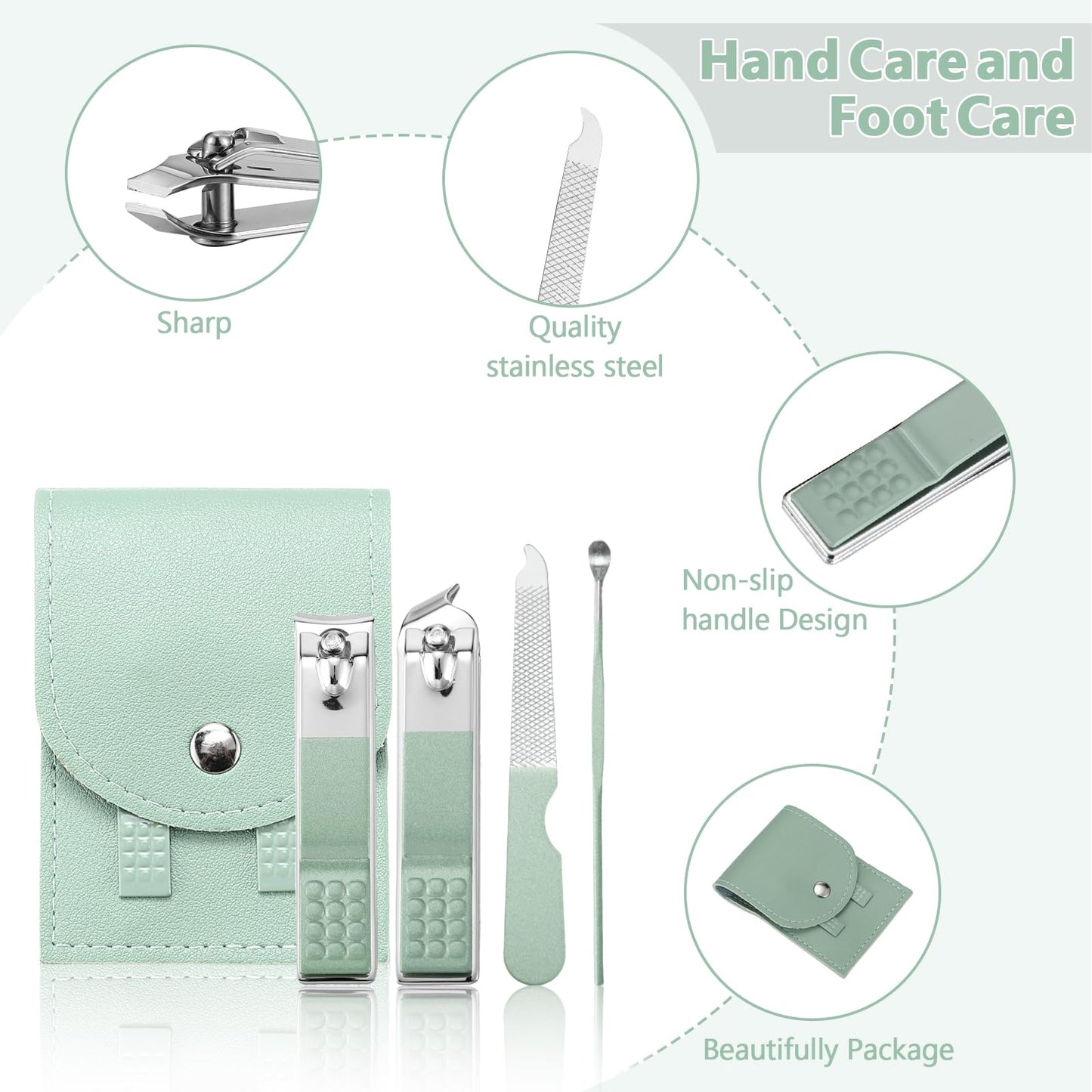 Lasnten 24 Set Valentine Manicure Set Bulk Nail Clippers Grooming Nail Kit Stainless Steel Professional Pedicure Tools Kit with Travel Case for Men Women Valentine's Day Gift(4 in 1,Fresh Colors)