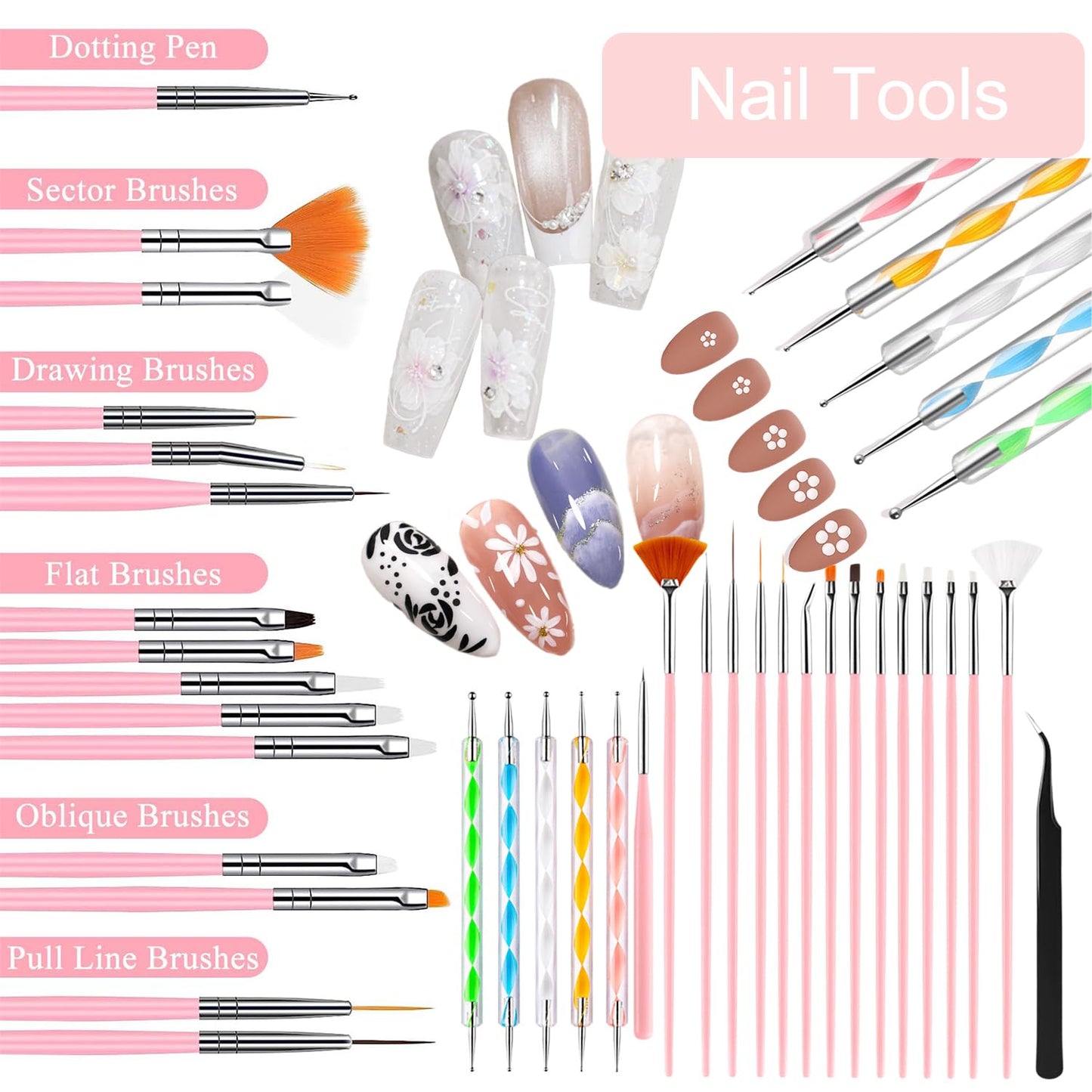 GZMAYUEN Nail Chrome Powder Nail Art Kit, 4 Color Chrome Powder for Nails, 15Pcs Nail Brushes for Nail Art, 4 Sheets Butterfly Nail Stickers, 4 Boxes Nail Charms Accessories