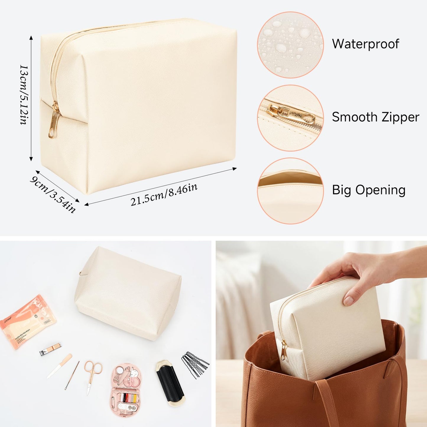 Defresit Women's Wedding Emergency Kit for Bride - Bridal Emergency Survival Kit with 30+ Essentials, Makeup Bag, Manicure Set, Sewing Set & More for Wedding Day, Travel & Daily Use (White)