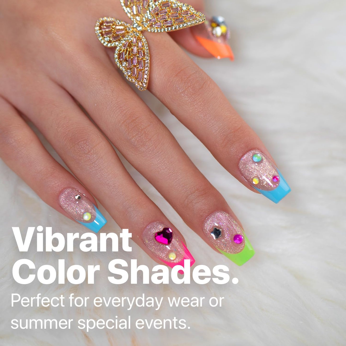 SXC Cosmetics X-Pro Tips French Tip Press On Nails - Bright Pastel Glow in the Dark Series (GLOW119-S Coffin)