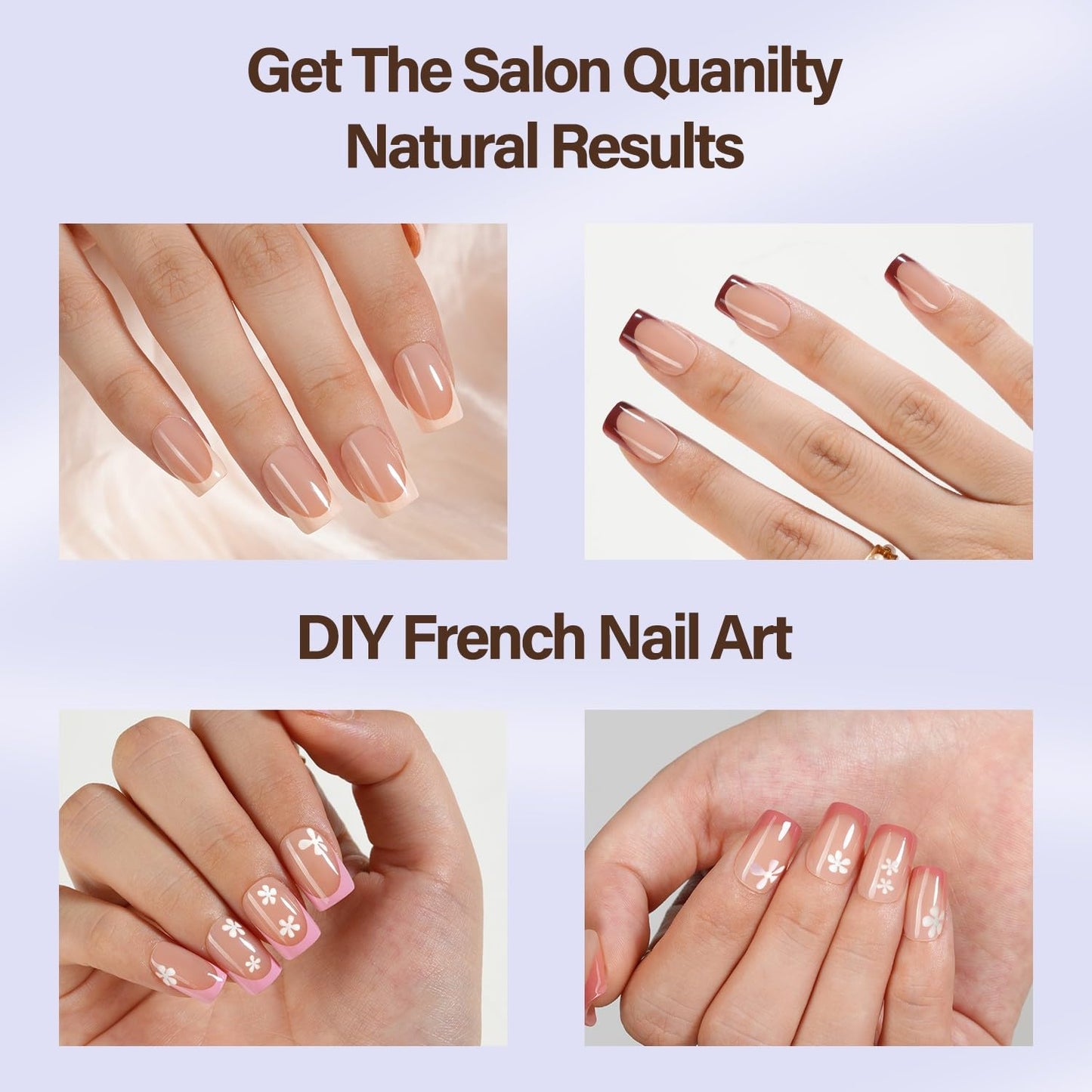 Misssix XBASICTIPS French Tip Press On Nails, 300Pcs French Gel Nail Tips Short Square, Soft Gel Pre-shaped No Need to File 3 in 1 Tips, Fake Nails for Nail Art DIY Extension Designs 15 Sizes
