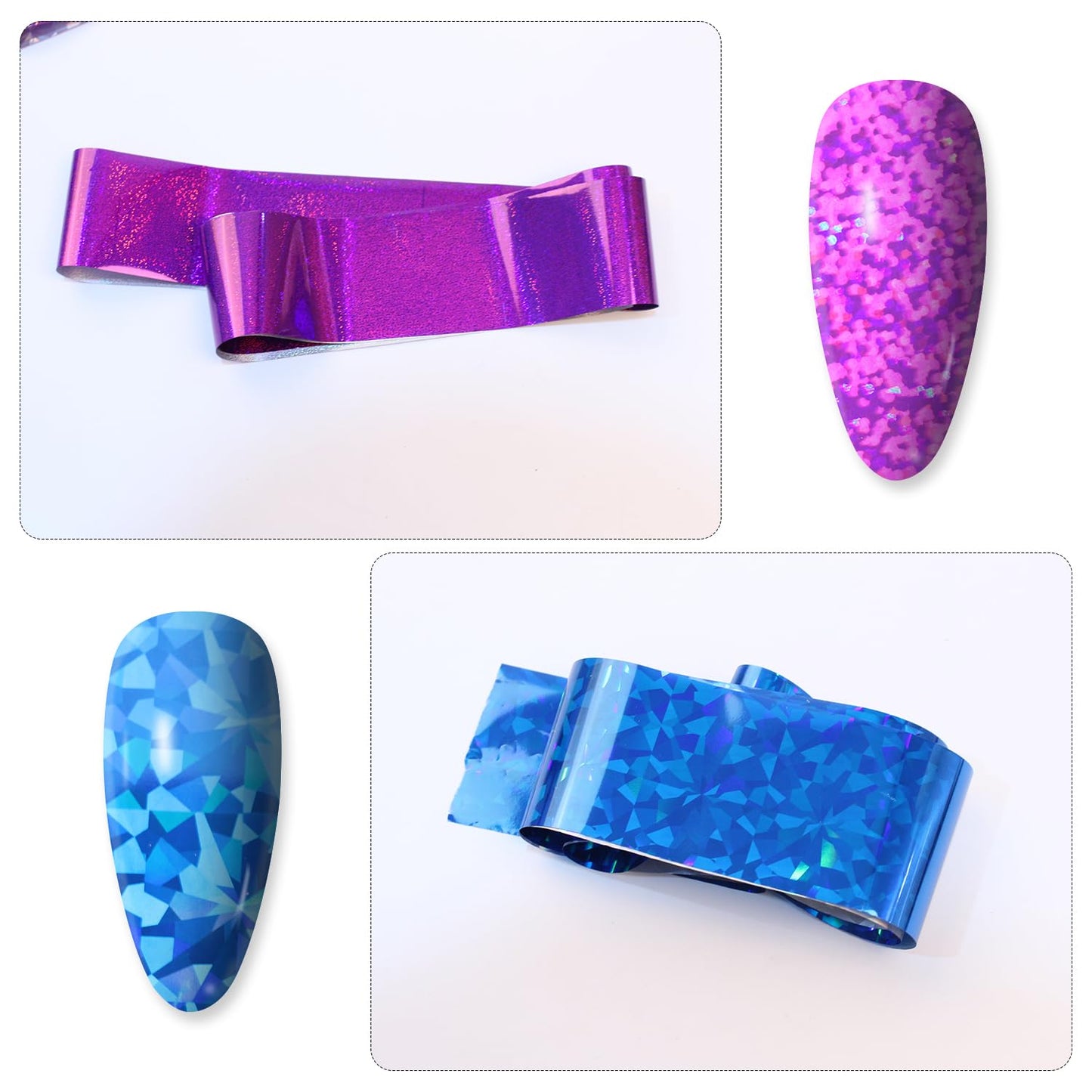 DANNEASY 20 Roll Iridescent Nail Foil Transfer Holographic Nail Foils Sheets Rose Neon Nail Stickers Starry Sky Metallic Nail Art Foil Cellophane Glitter Nails Design 3D Nail Decoration