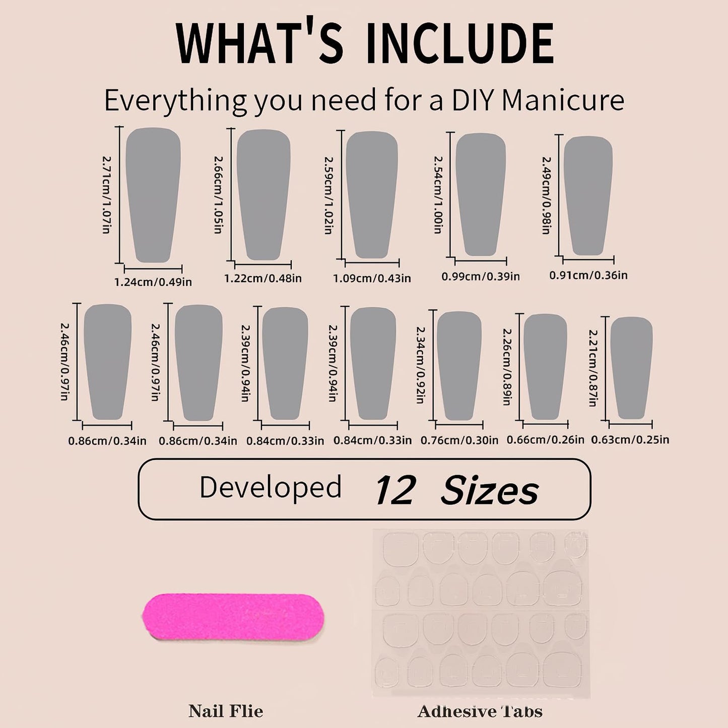 Jremg Pink Press On Nails - Long Square Coffin Fake Nails, Pink White Ombre, Full Cover Acrylic, Glossy Gradient False Nails with Design Rhinestone, Stick On Nails for Women Girls Manicure, 24Pcs