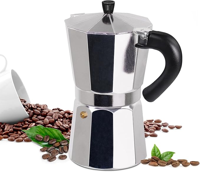 3 Cup Moka Pot Aluminum 150ml Italian Coffee Maker Stovetop Espresso CoffeeMakers Mocha Pot Percolator for Electric Ceramic Stove Classic Greca Cafe Makers Portable for Easy Brewing