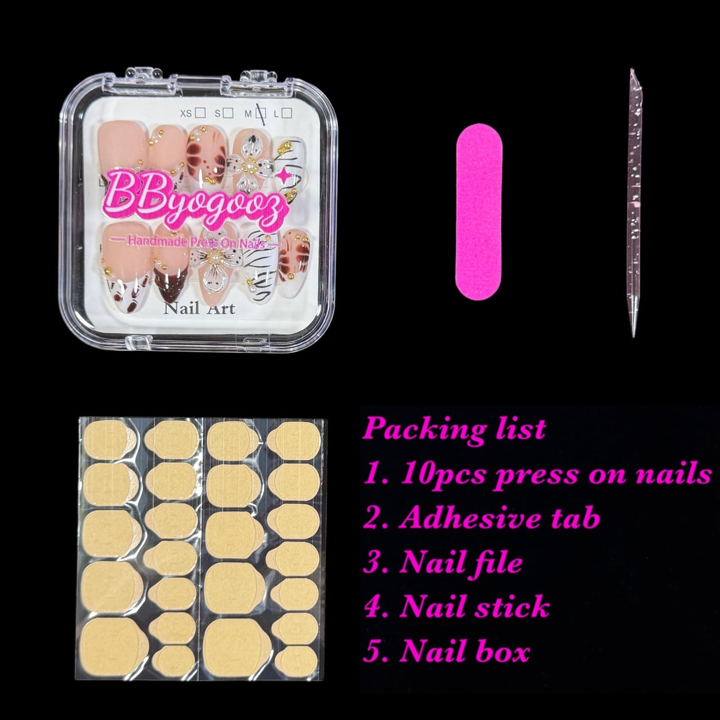 Press on Nails Medium Almond, 3D Floral & Leopard Zebra Print French Tip, Handcrafted Gel Stick On Reusable False Nails Wild Mocha (M)