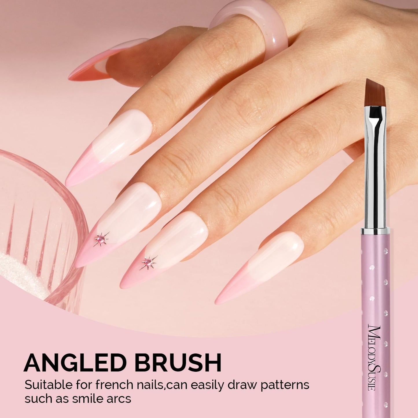 MelodySusie 6pcs Nail Art Brushes Set, Professional Pen Nail Gel Brush, Nail Extension and Builder Brush, Liner Brush 3 Sizes, Fashion Design for Home DIY Salon Use, Rose Gold