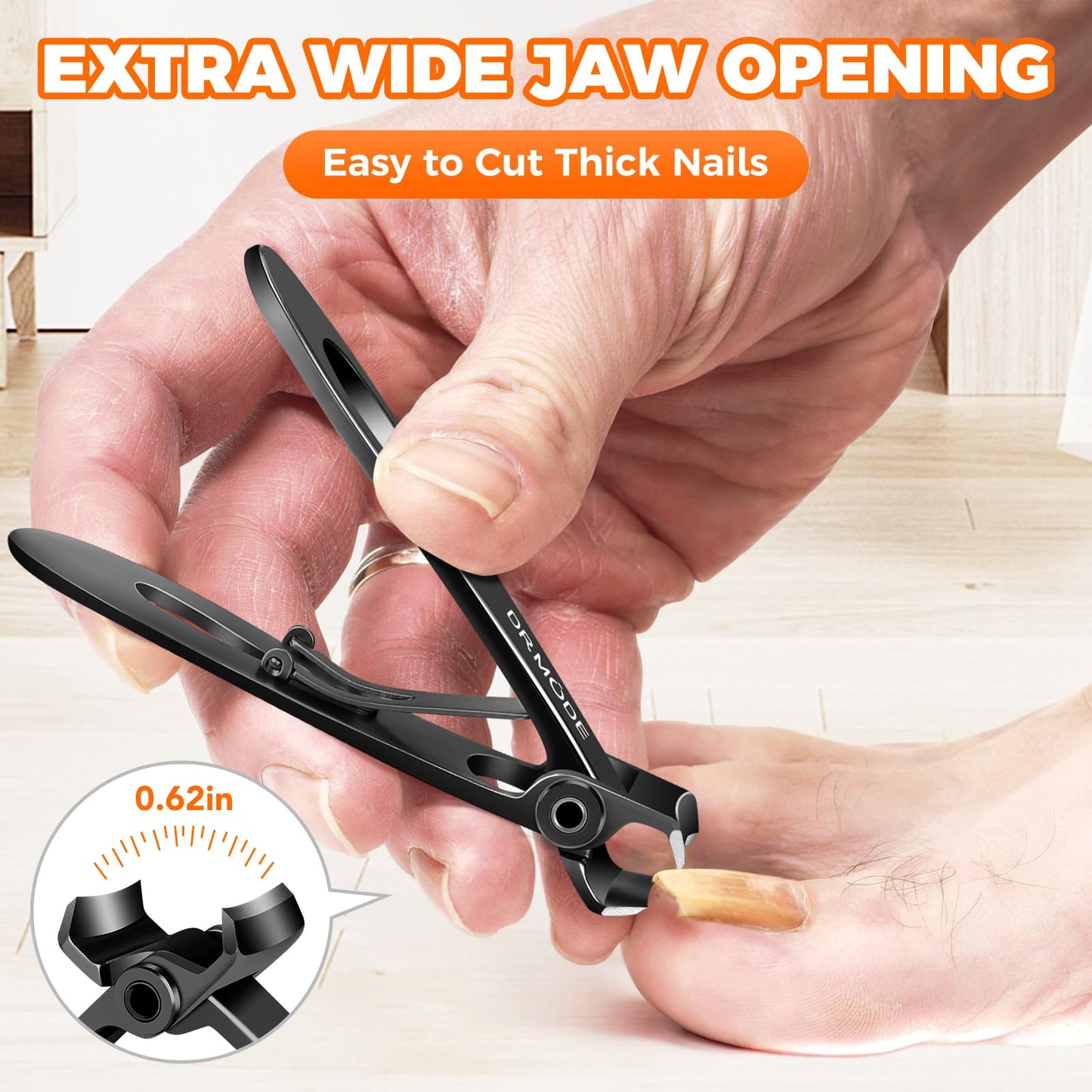 Toenail Clippers for Seniors Thick Toenails, Heavy Duty Large Toe Nail Clippers for Men Thick Ingrown Nails with Wide Opening, Anti Splash Fingernail Clipper with Catcher, Slanted Curved Nail Cutter