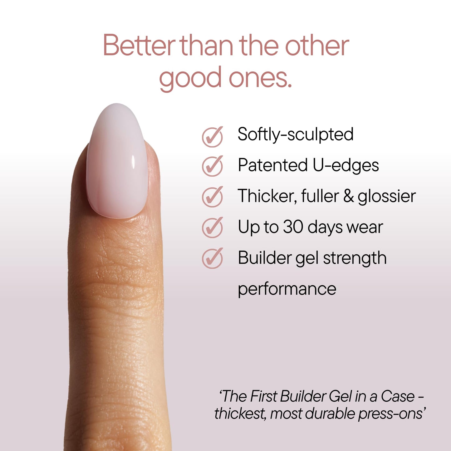 Celebritips Press On Nails - Salon U-ltimate™ | Misty Rose, Extra Short Almond Nails, Reusable | 16 sizes - 32 Nails Kit with Glue and Sticky Tabs