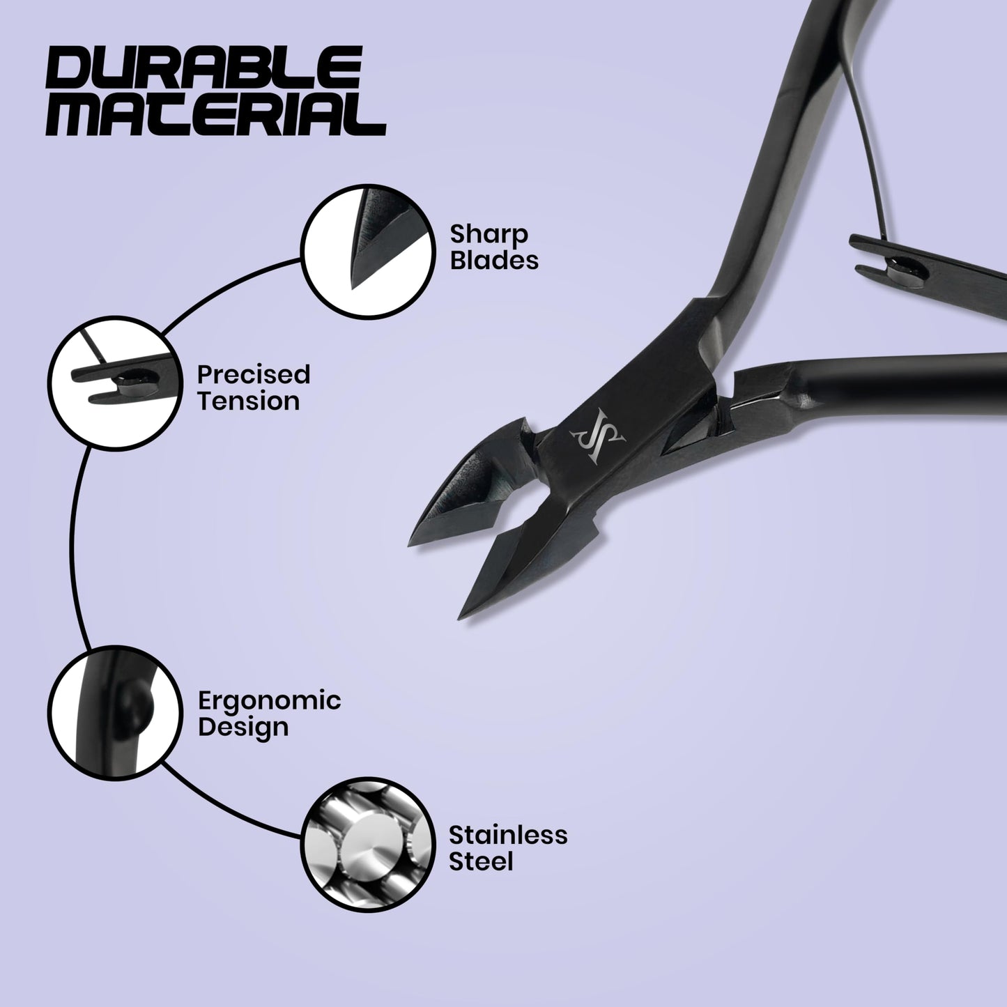 Cuticle Trimmer Ultra Sharp Cuticle Nippers – Professional Stainless Steel Cuticle Cutter for Manicure & Pedicure, Heavy Duty Nail Cuticle Remover Tool, Glossy Black