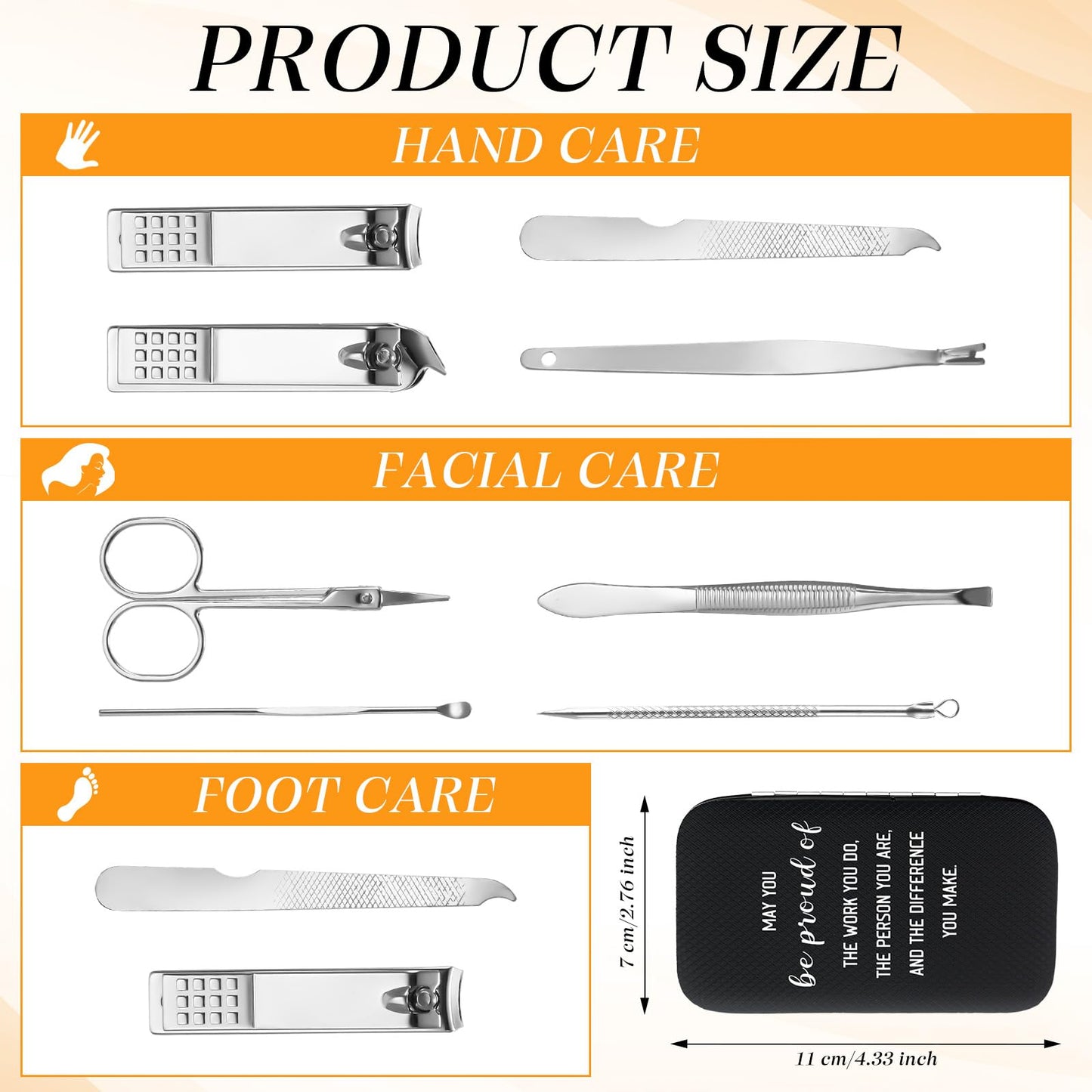 12 Set 8 in 1 Manicure Pedicure Kit Father's Day Gift Stainless Steel Nail Clippers Toenail Clipper Small Travel Manicures Case for Men Women Coworkers Team Gifts Grooming Tool