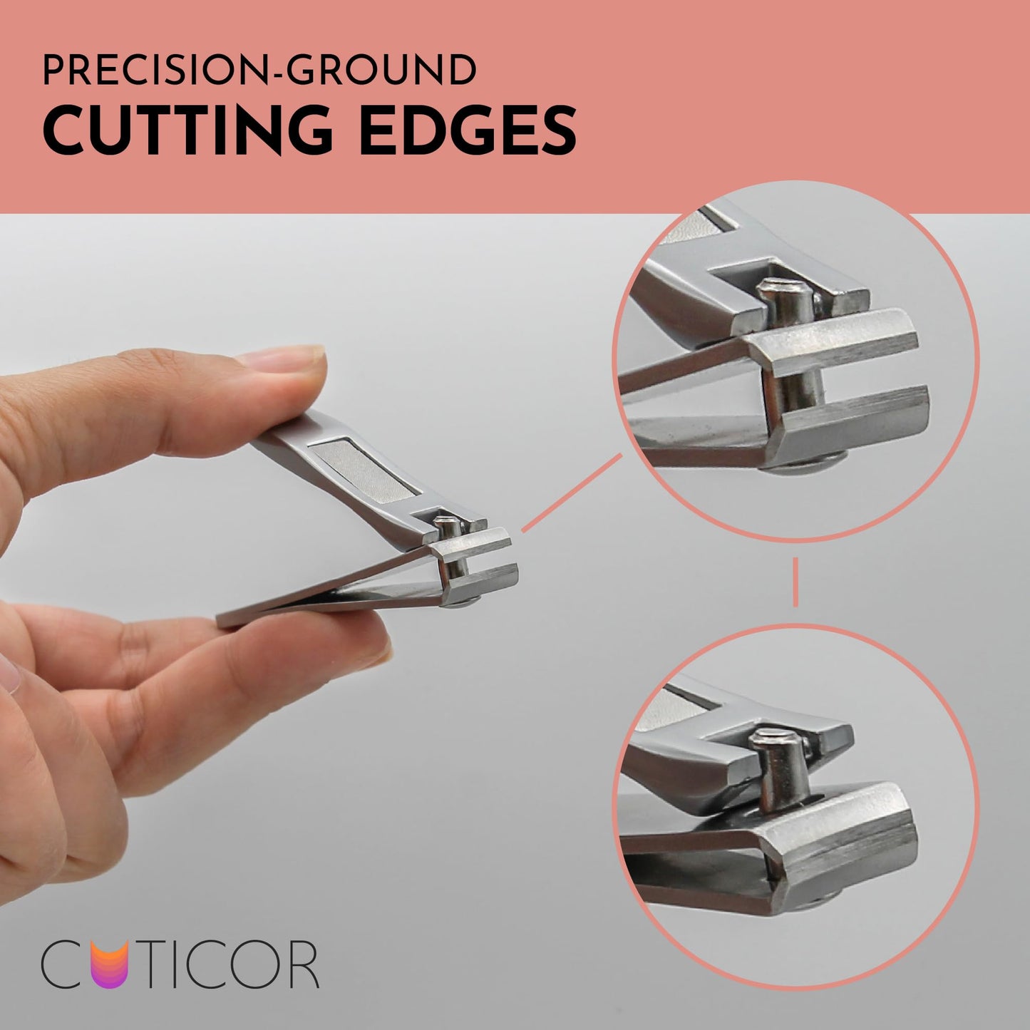 CUTICOR Nail Clipper Set - Set of 2 Fingernail and Toenail Clippers with Tin Travel Case - Ultra Sharp Stainless Steel Nail Clippers for Men and Women - Heavy Duty Nail Clippers for Thick Nails