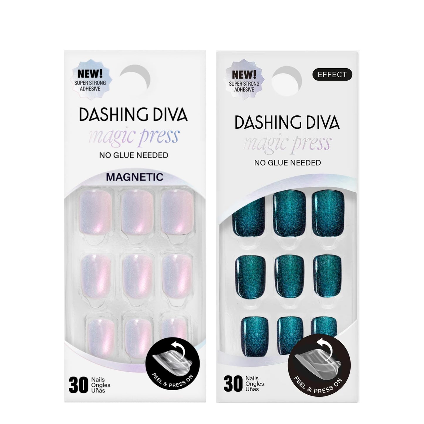 Dashing Diva Magic Press Premium Nail Bundle - Intergalactic Collection - Square Shape Press On Nails - Glamour Glitch & Earth to Diva - Long Lasting Gel - Lasts Up to 7 Days - 2 Sets