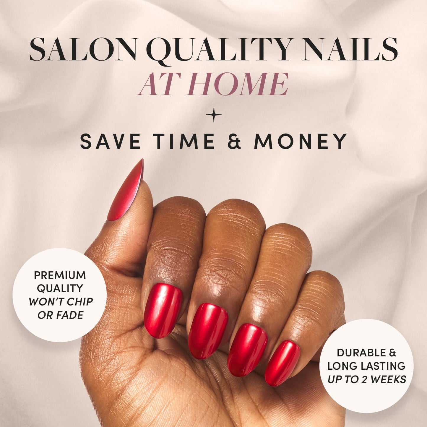 Glamnetic Press-On Nails Bundle - Winter Storm & Cherry Glaze | Semi-Transparent Short Almond Nails | Glazed Short Almond False Nails | Reusable, Salon-Quality Nail Kits