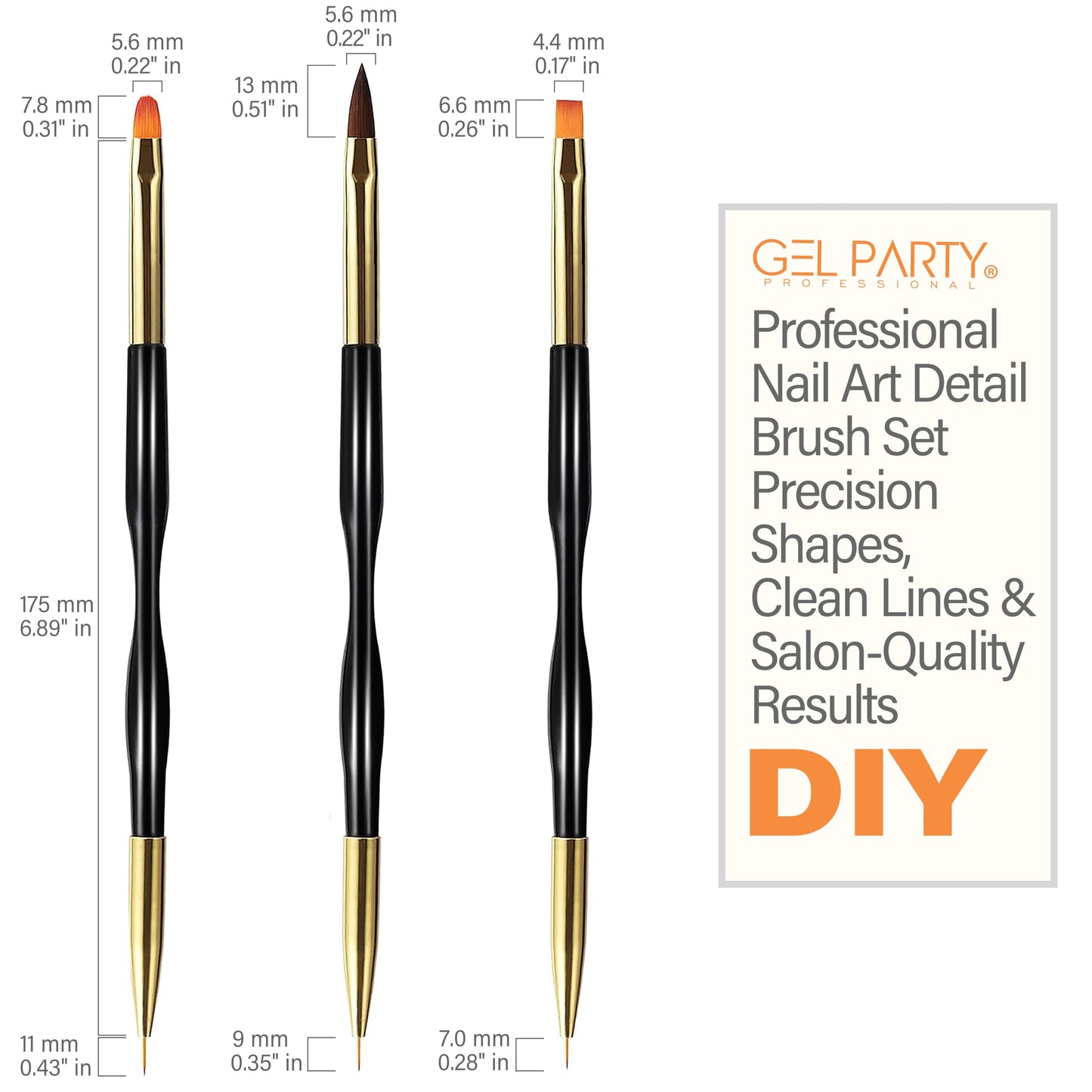 GELPARTY 32-Piece Nail Art Brush Set Professional Brushes for Acrylic, Gel, UV, Ombre, Dotting & 3D Designs | Drawing Pen For Gel Complete Kit for Salon & DIY Use