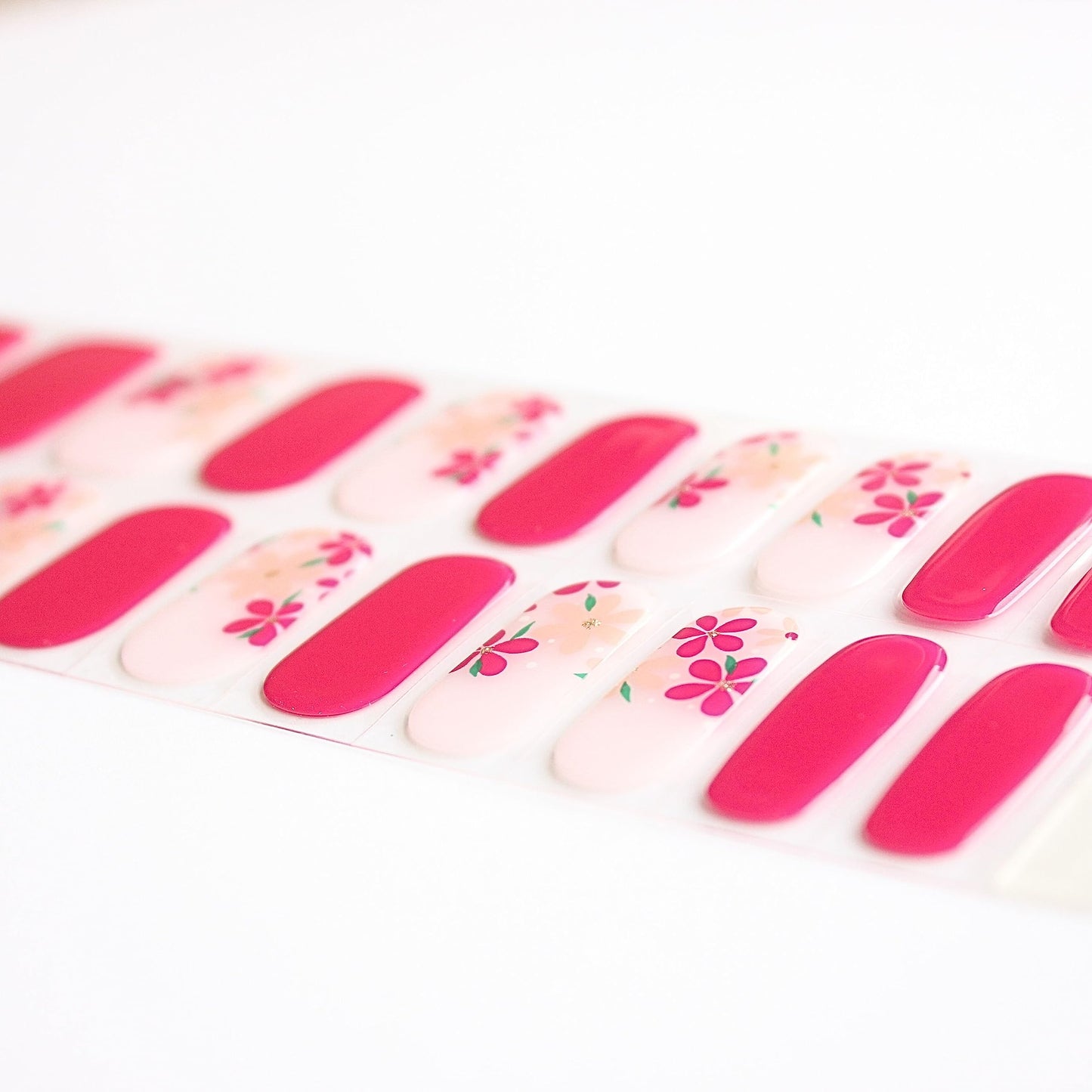 ALICE & BELLA Semi Cured Gel Nail Strips-20 PCS Vibrant Hot Pink Nail Strengthening Gel Stickers, Use with UV Light Lamp, Salon Quality Manicure Wraps (Bright & Happy)