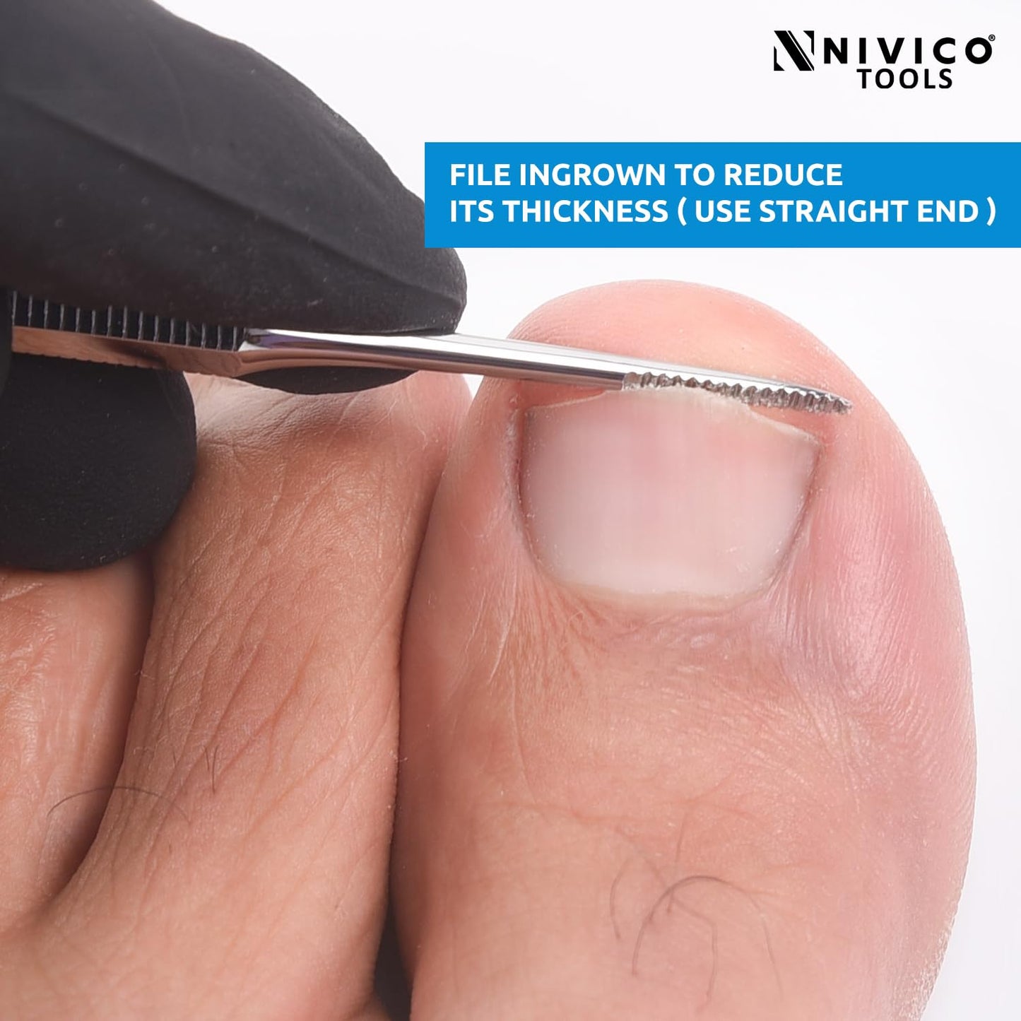 NIVICO Corner File Nail Pusher And Cuticle Pusher Tool | Hex handle Solid Cuticle Remover, Nail Cleaner And Scraper for Nail Techs, Manicure And Pedicure Essentials
