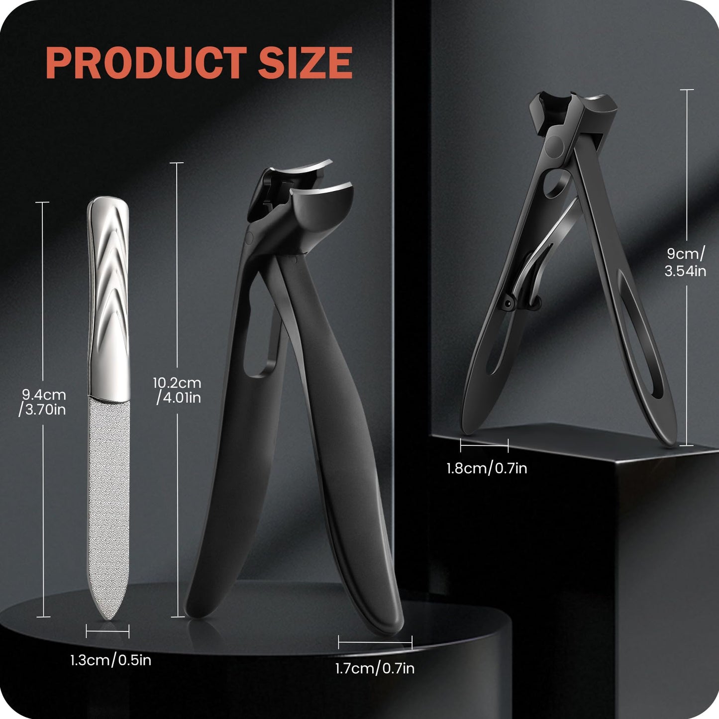 BEZOX Toe Nail Clipper for Thick Nails for Seniors, Nails Clipper Set for Comfort Nail Trimming, Precision Fingernail Clippers - Black