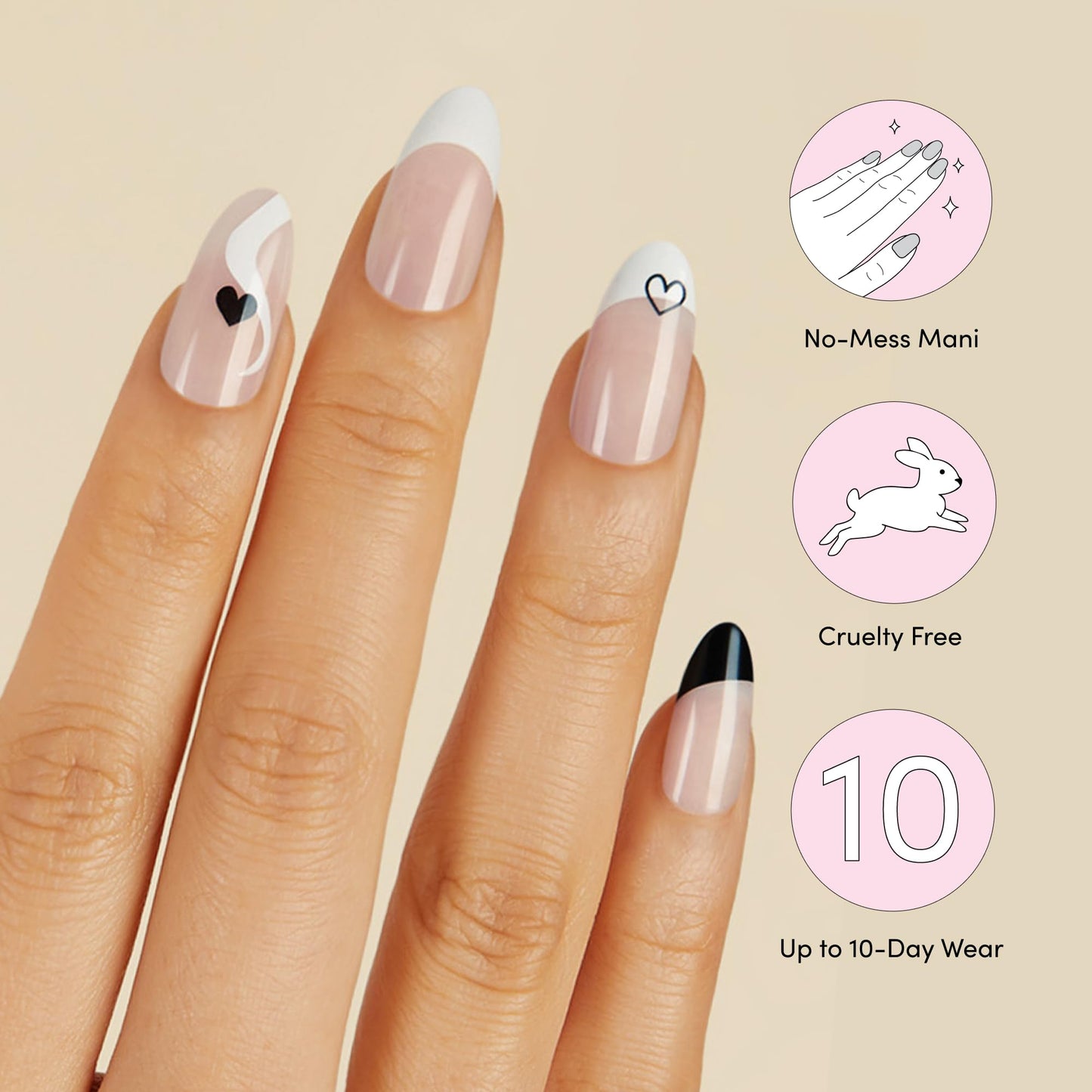 Dashing Diva Nailbliss Gel Manicure Bundle - Queen of Hearts Collection - Salon Quality, Easy to Apply and Chip Resistant - Contains 2 Sets of 30 Medium Length, Almond Shaped, Glue On Gel Nails