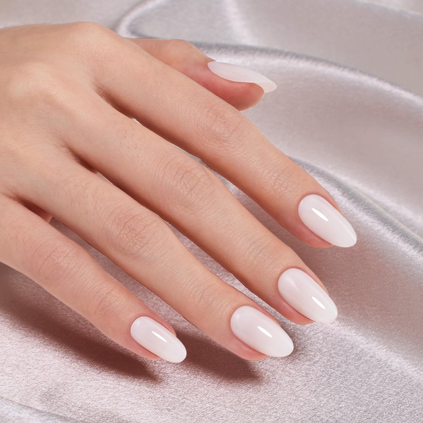 Beetles Milky White Press On Nails Short Oval, 32pcs 16 Sizes, Soft Gel, Glue and Tabs, HEMA and TPO Free & UV LED Nail Lamp, 3 Timer 30/60/120s, Smart Sensor for Gel Nails, Fast Curing Dryer, White