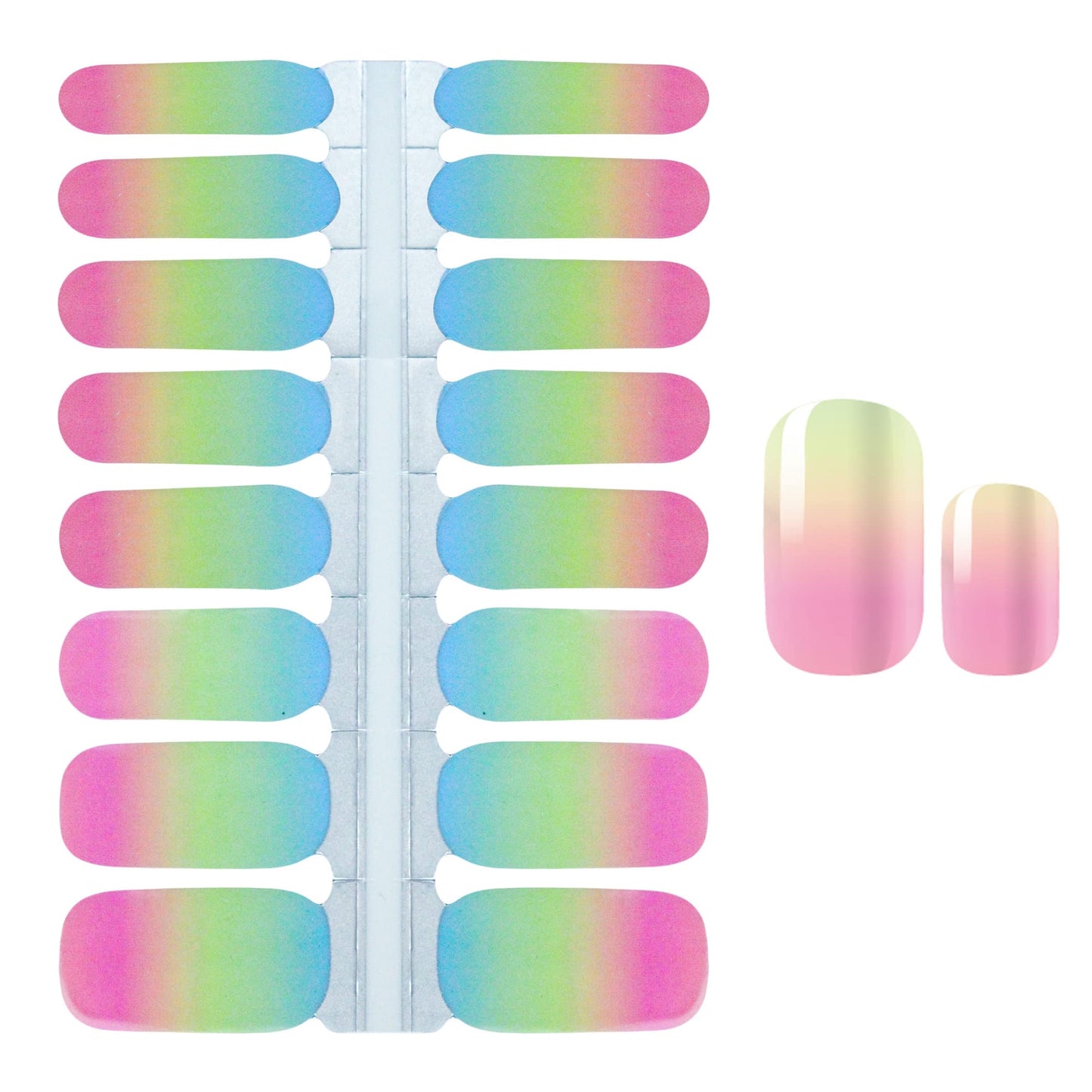 SILPECWEE 5 Sheets Rainbow Nail Wraps Nail Polish Stickers Self Adhesive Nail Polish Strips Gel Nail Strips Ombre Nail Art Design Fingernail Manicure Sticker Nails for Women with 1pc File