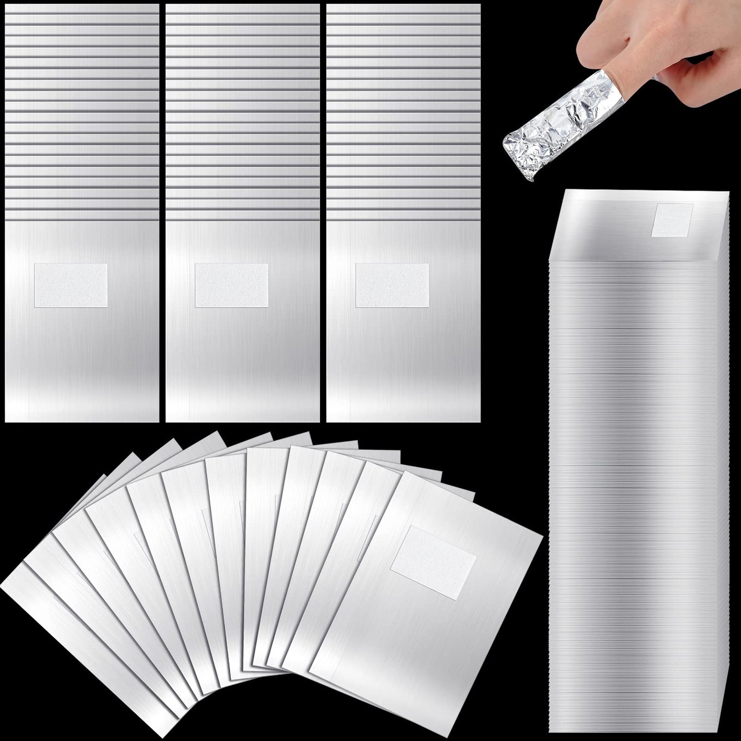 Demissle 1000 Pcs Gel Nail Polish Remover Foil Wraps Bulk Nail Soak off Foil Wraps Gel Finger Polish Remover with Pre-Attached Lint Pad, Silver