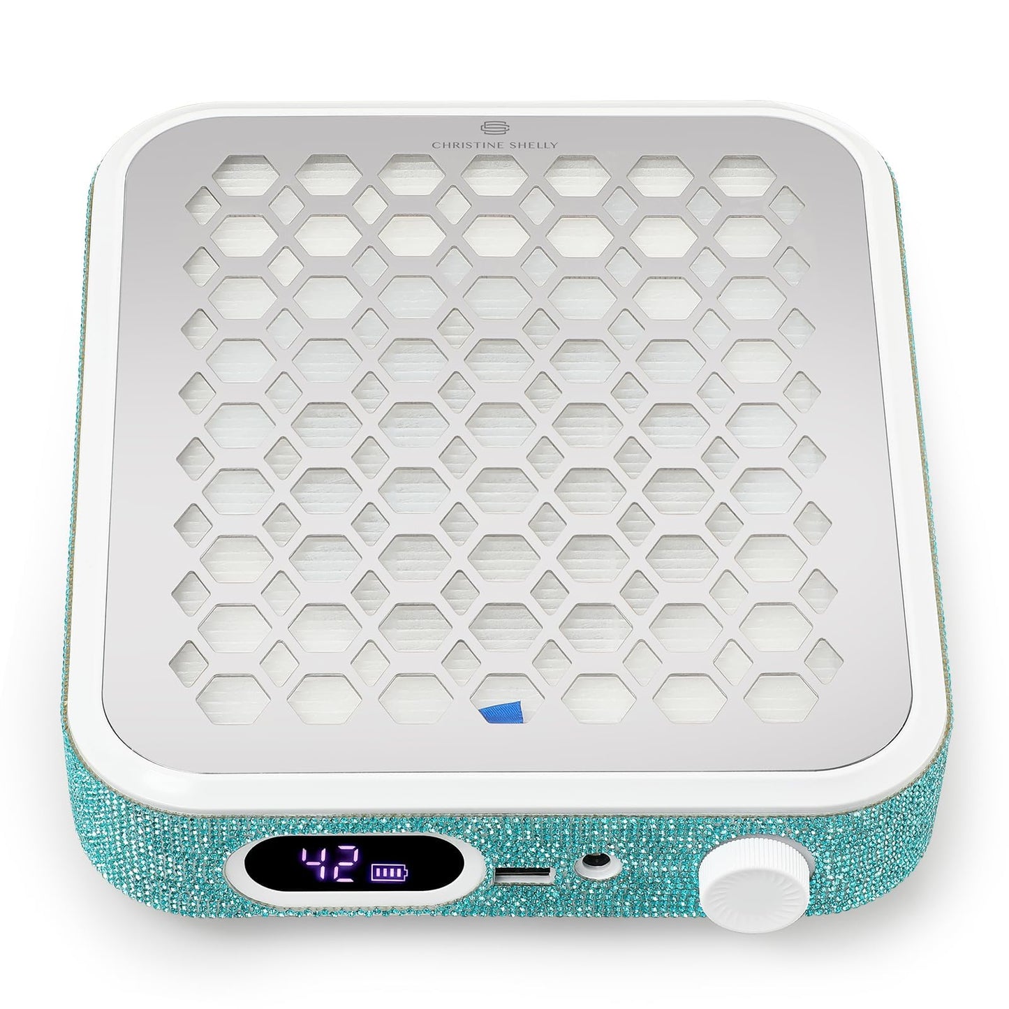CHRISTINE SHELLY Nail Dust Collector, Rechargeable Dust Collector Nail Tech, Powerful Vacuum Fan Vent Dust Collector Extractor Dust Suction Machine for Acrylic Nails Polishing, Nail Salon&Home, Blue
