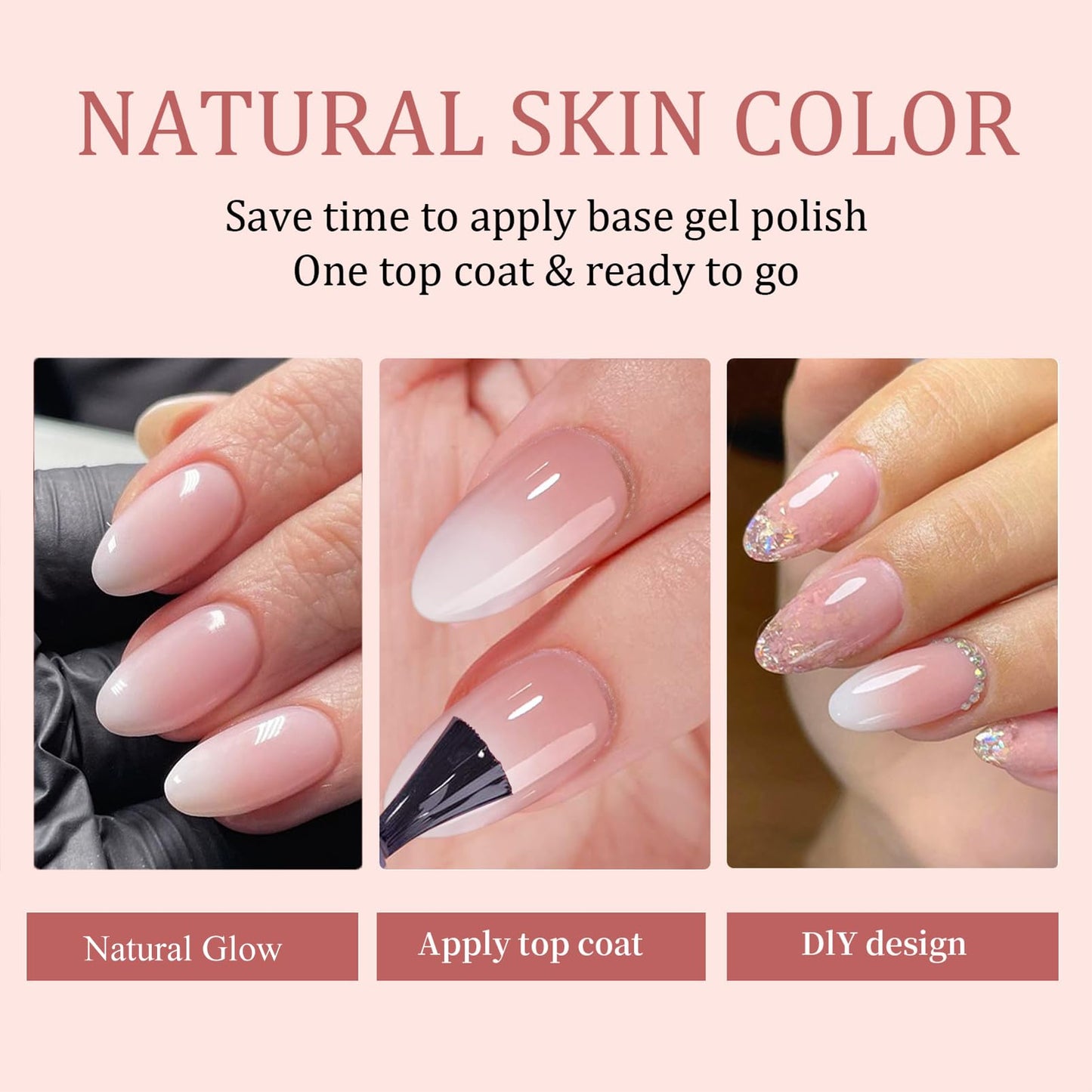 Ombre Press On Nails - 240Pcs Square Short Press on Nails, White Nail Tips Pink White Gradient Soft Gel False Nail Tips Salon Perfect Fake Nails Kit Extensions DIY (Extra Short Square)
