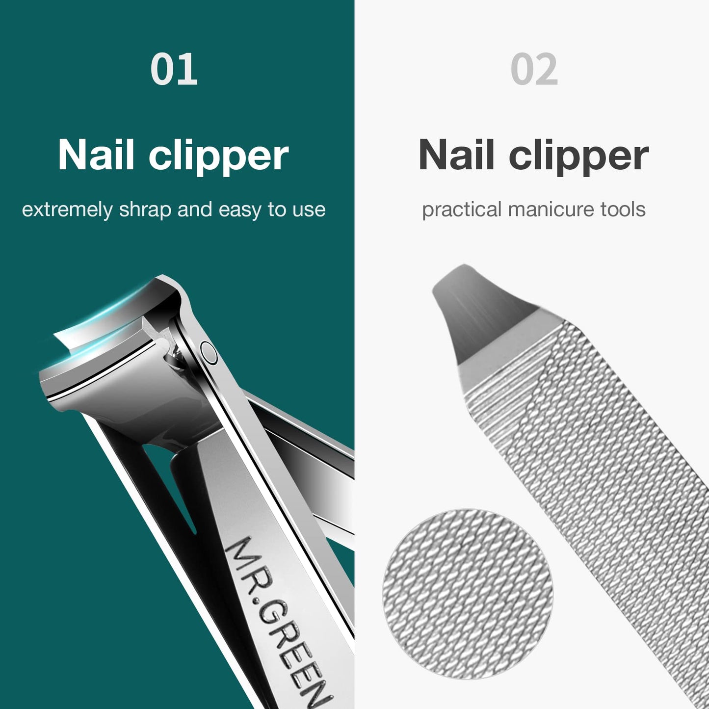 MR.GREEN Multifunctional Nail Clippers Stainless Steel Six Functions Nail Cutter Nail Files Small Knife Scissors (Small)
