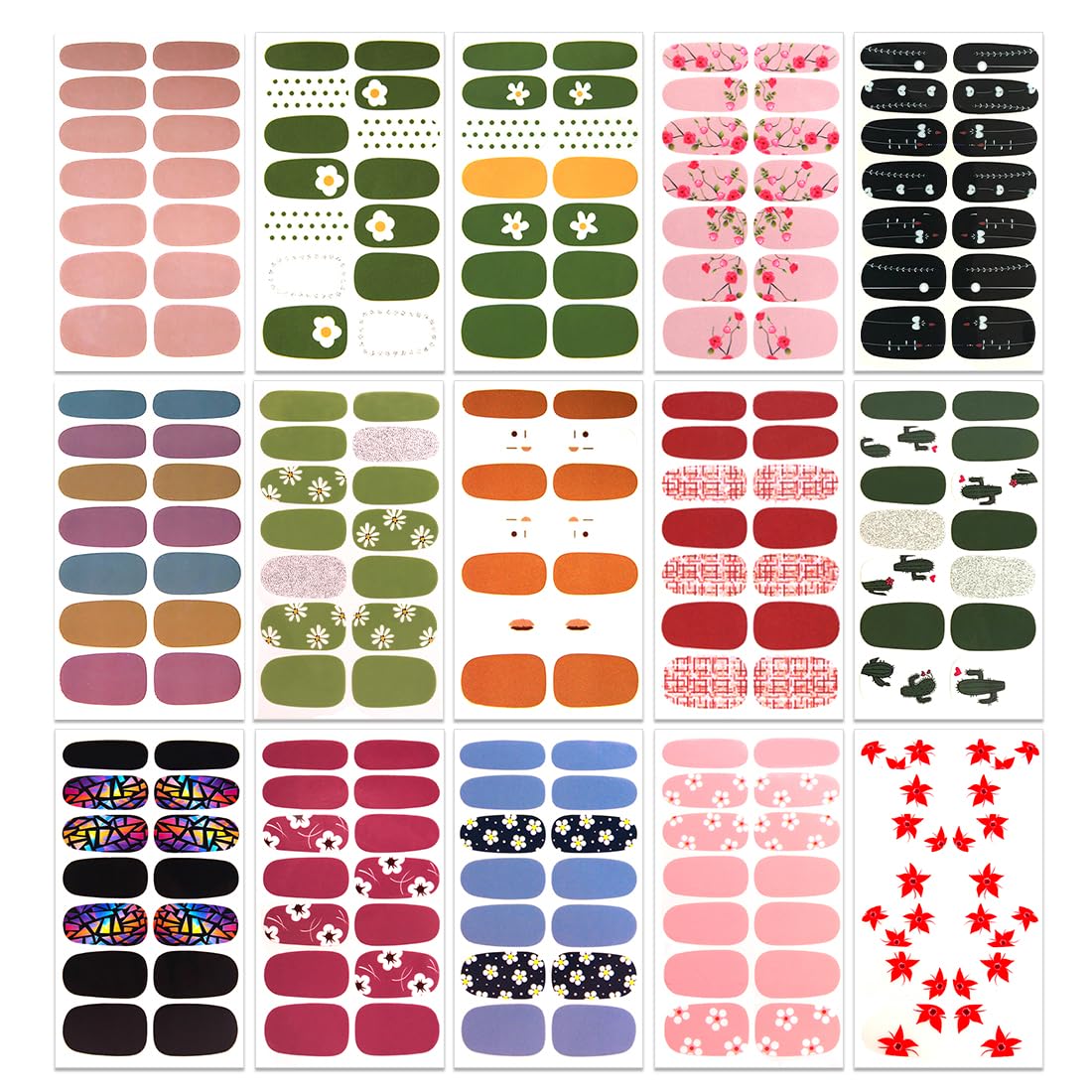 XEAOHESY 30 Sheets Flower Series Full Wraps Nail Polish Strips Stickers Self-Adhesive Nail Art Decals Stickers with Nail File Manicure Kit Nail Art for Women Girls