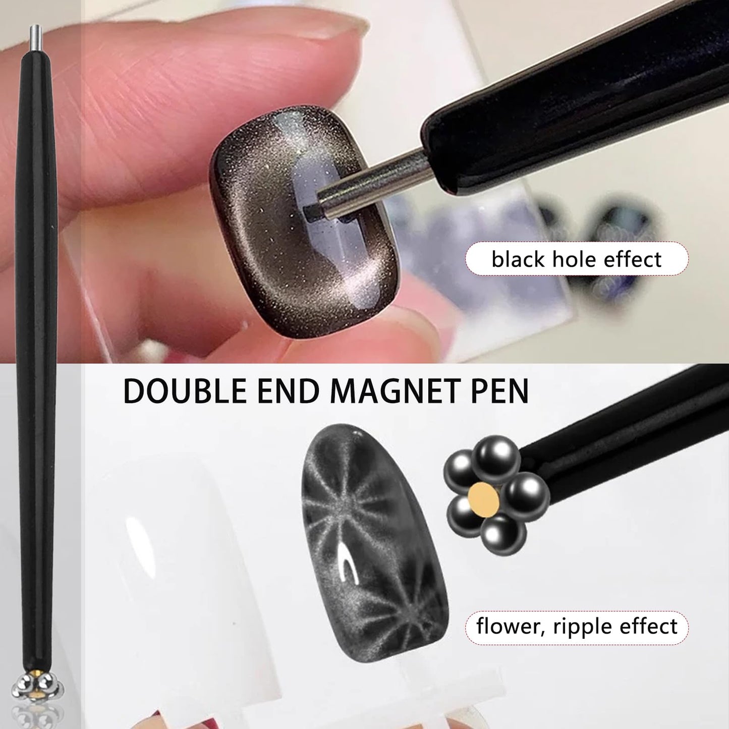 HYWWPFLAY 62Pcs Heart Cat Eye Magnet for Nails, Heart Nail Magnet Tools Set, Cat Eye Magnetic Gel Nail Polish Magnets Sticks, Magnetic Bead for Acrylic Nails DIY Manicure Accessories