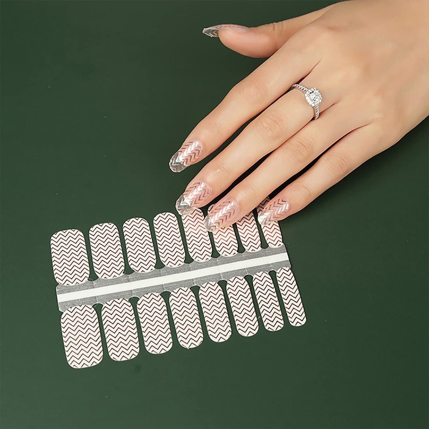 Nail Wraps for Women, DANNEASY 5 Sheets Metallic Line Nail Polish Strips Transparent Design Adhesive Nail Polish Stickers Gel Nail Strips Nail Accessories with Nail File, Cuticle Stick